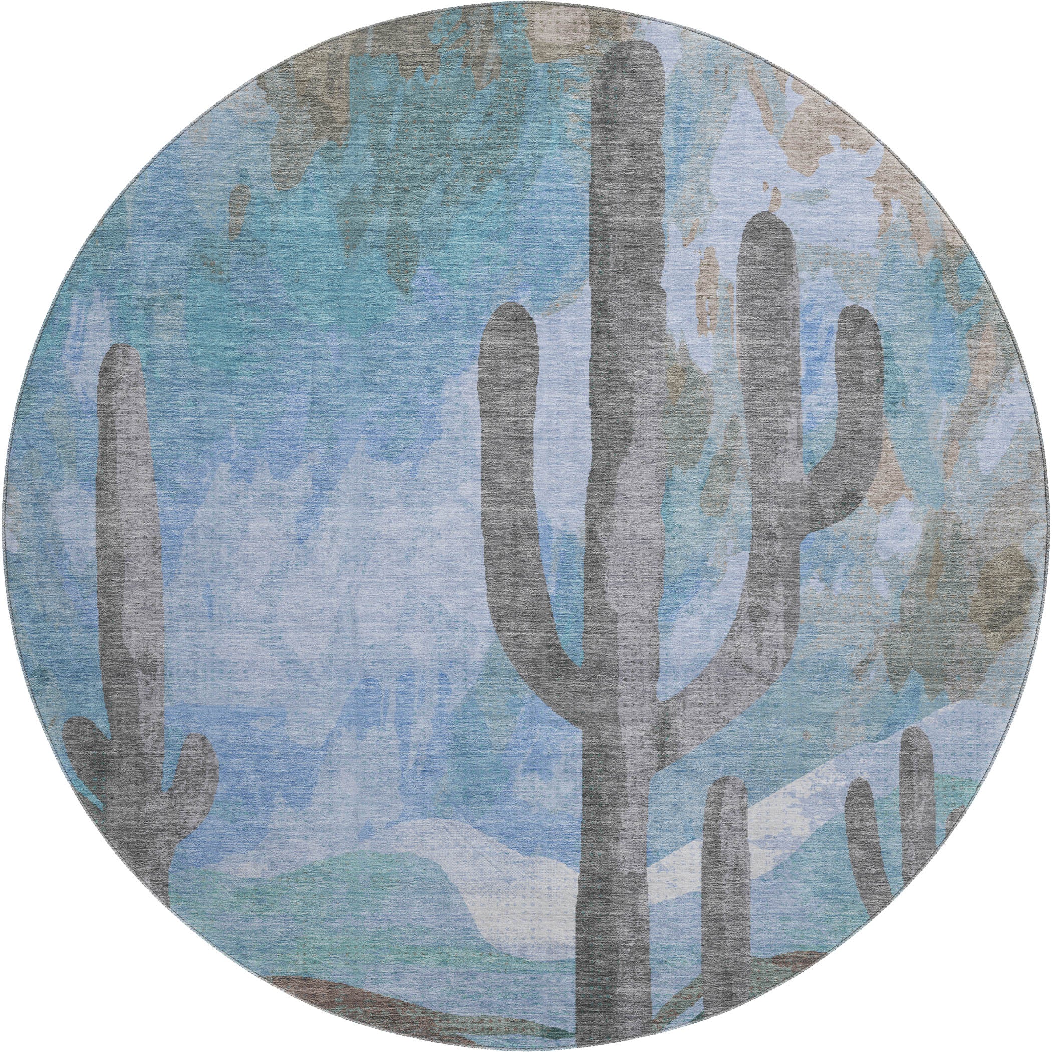 Cartagena Machine Washable Transitional Brown Rug 8' x 8' #shape_Round