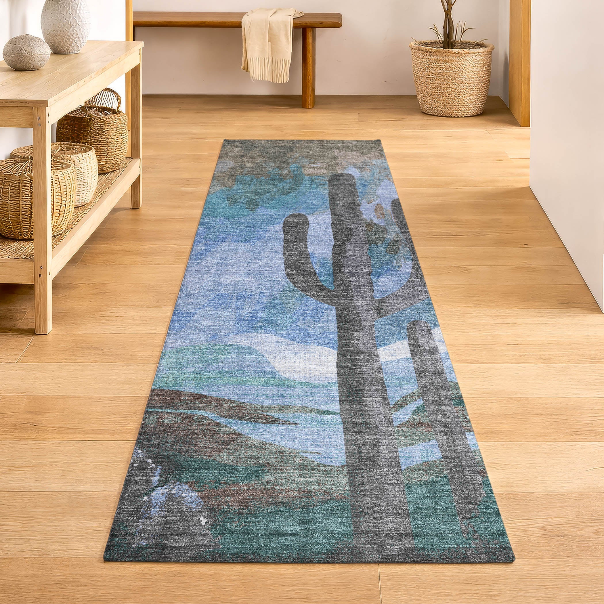 Cartagena Machine Washable Transitional Brown Rug 2'3" x 7'6" #shape_Runner