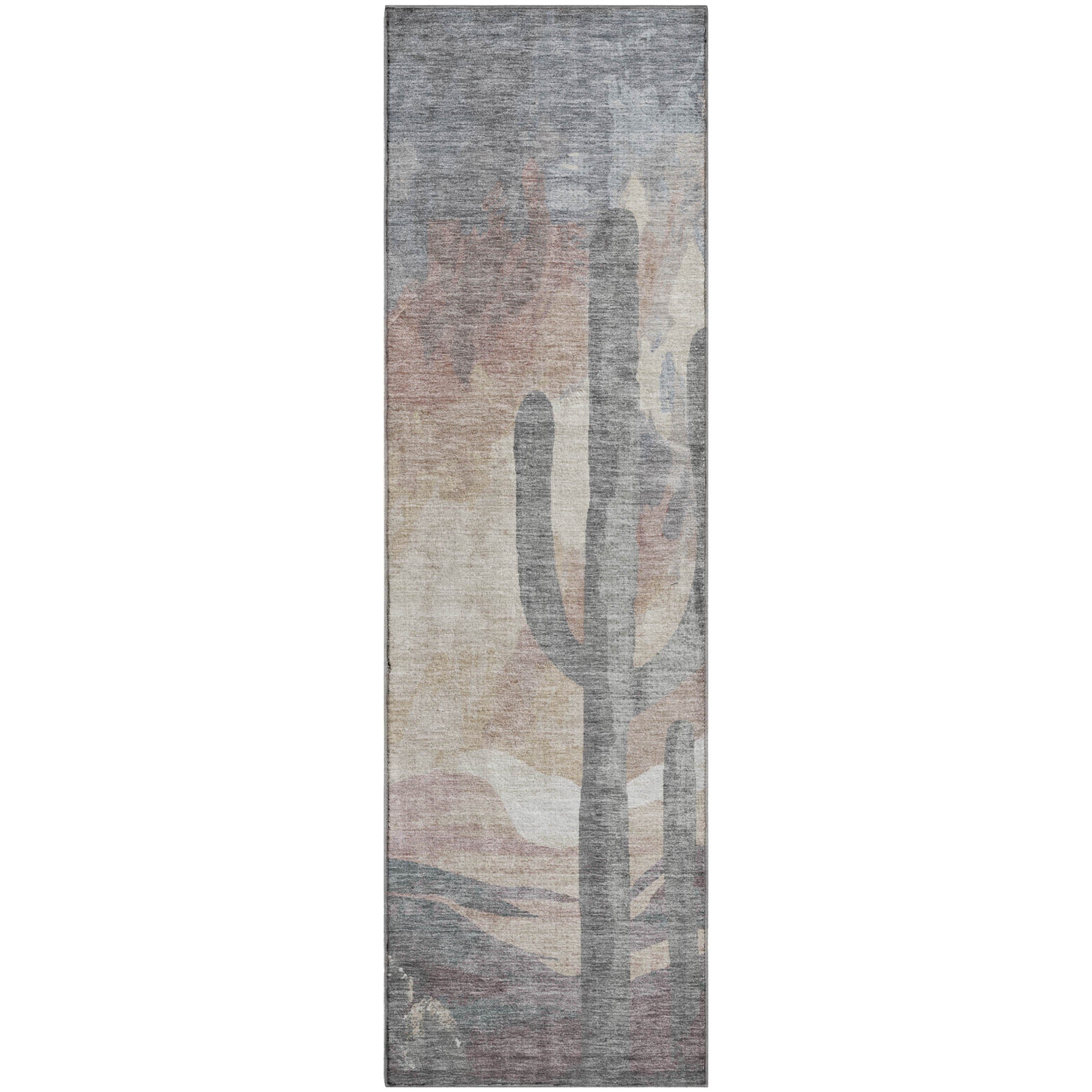 Cartagena Machine Washable Transitional Taupe Brown Rug 2'3" x 7'6" #shape_Runner