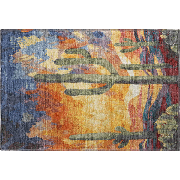 Cartagena Machine Washable Transitional Terracotta Orange Rug 1'8" x 2'6"