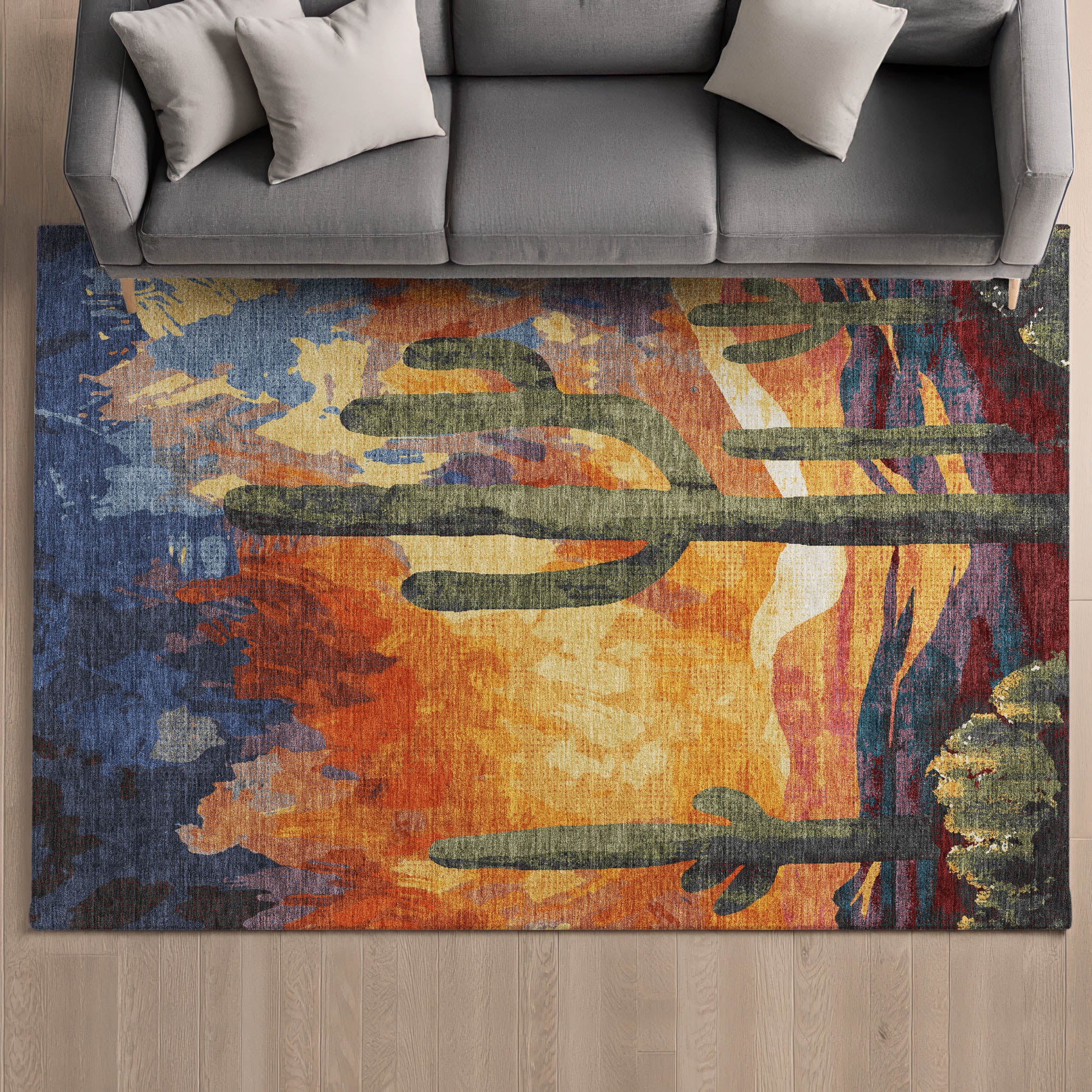 Cartagena Machine Washable Transitional Terracotta Orange Rug 3' x 5' #shape_Rectangle