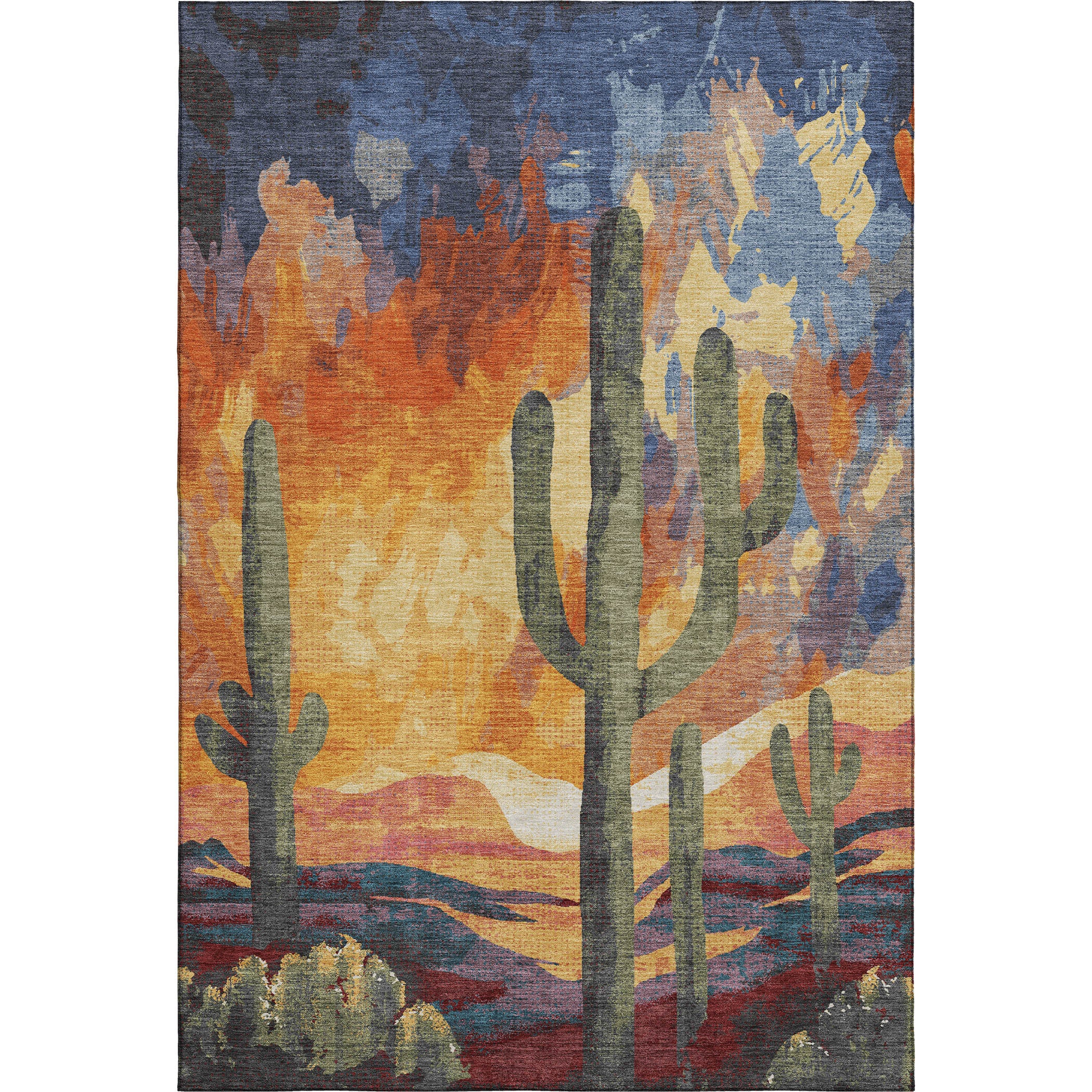 Cartagena Machine Washable Transitional Terracotta Orange Rug 3' x 5' #shape_Rectangle