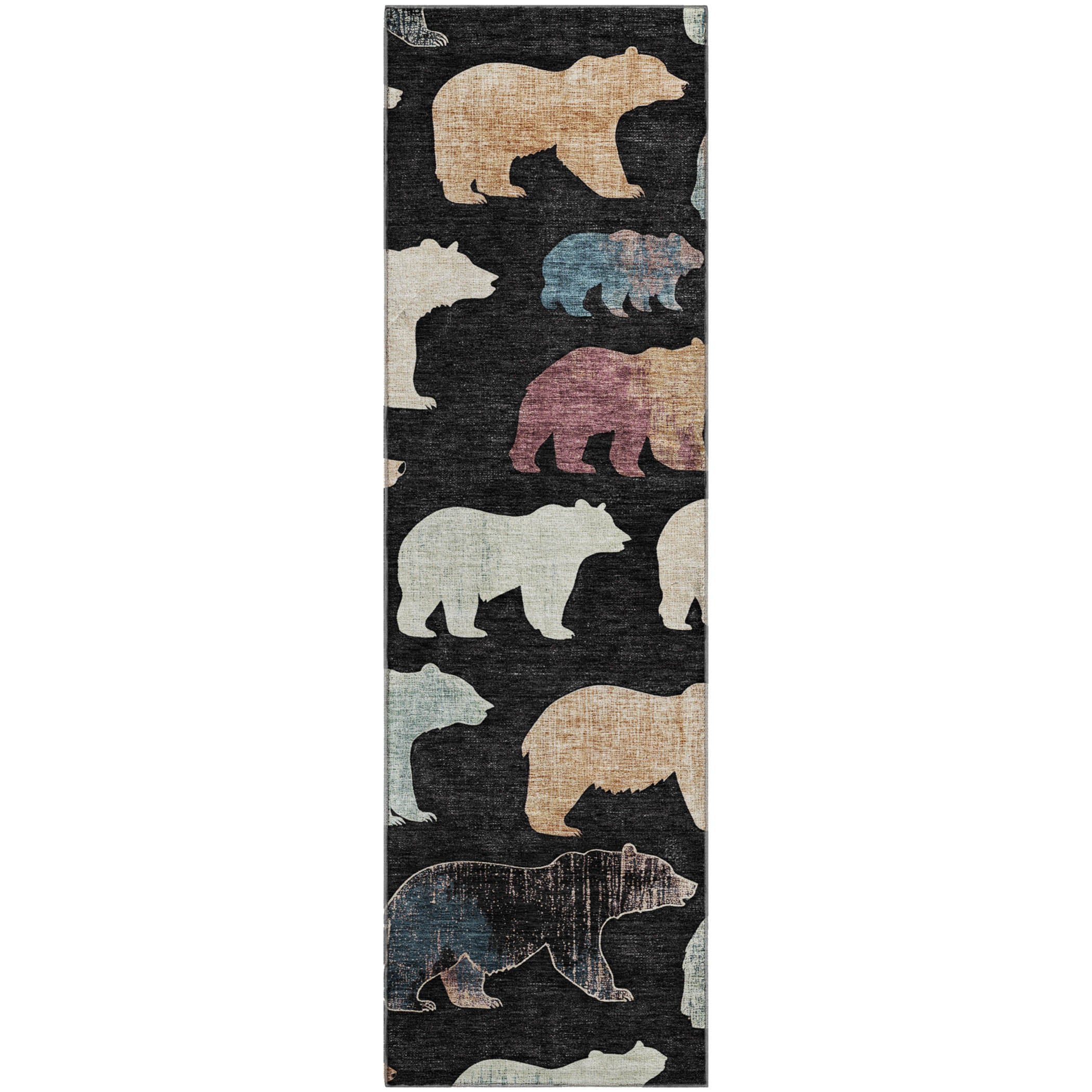 Porto Machine Washable Transitional Black Rug 2'3" x 7'6" #shape_Runner