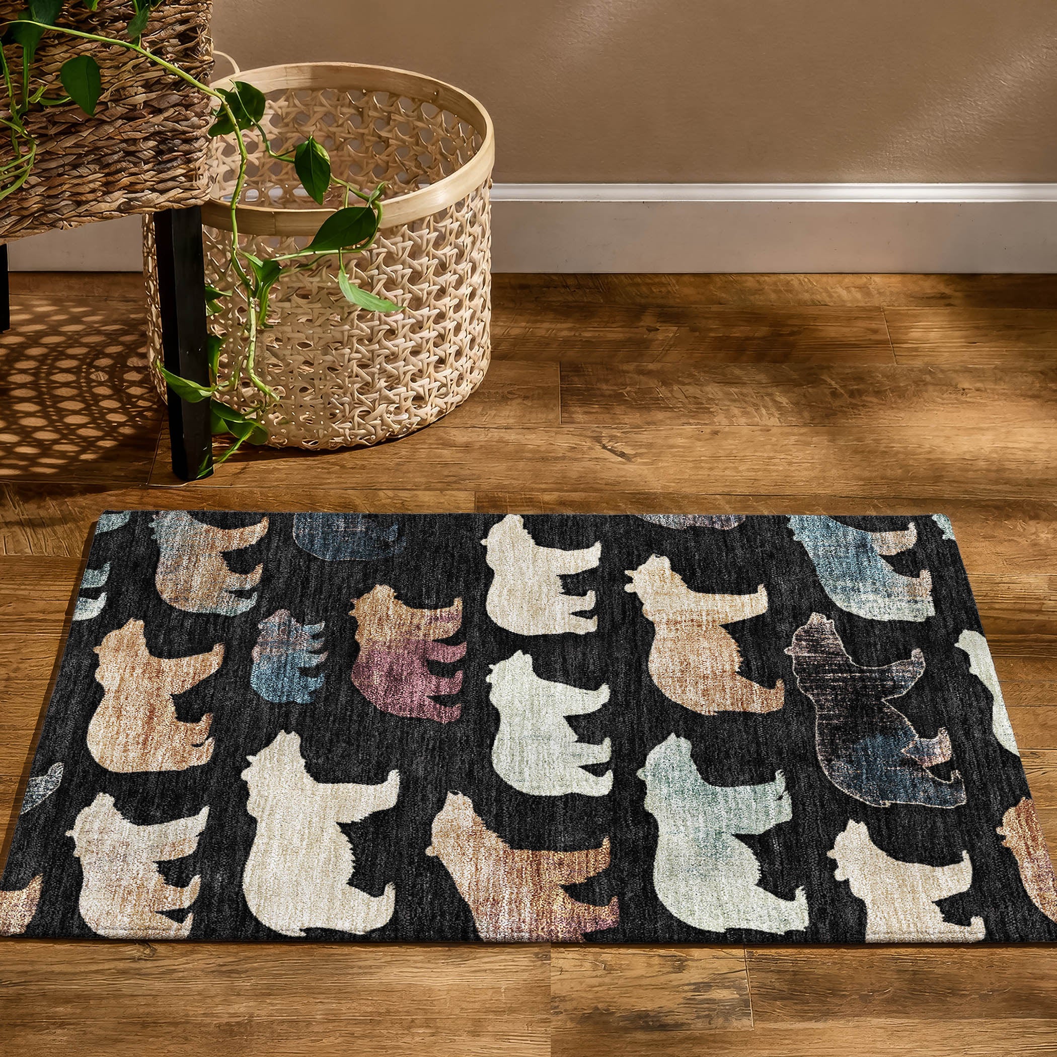 Porto Machine Washable Transitional Black Rug 1'8" x 2'6" #shape_Rectangle