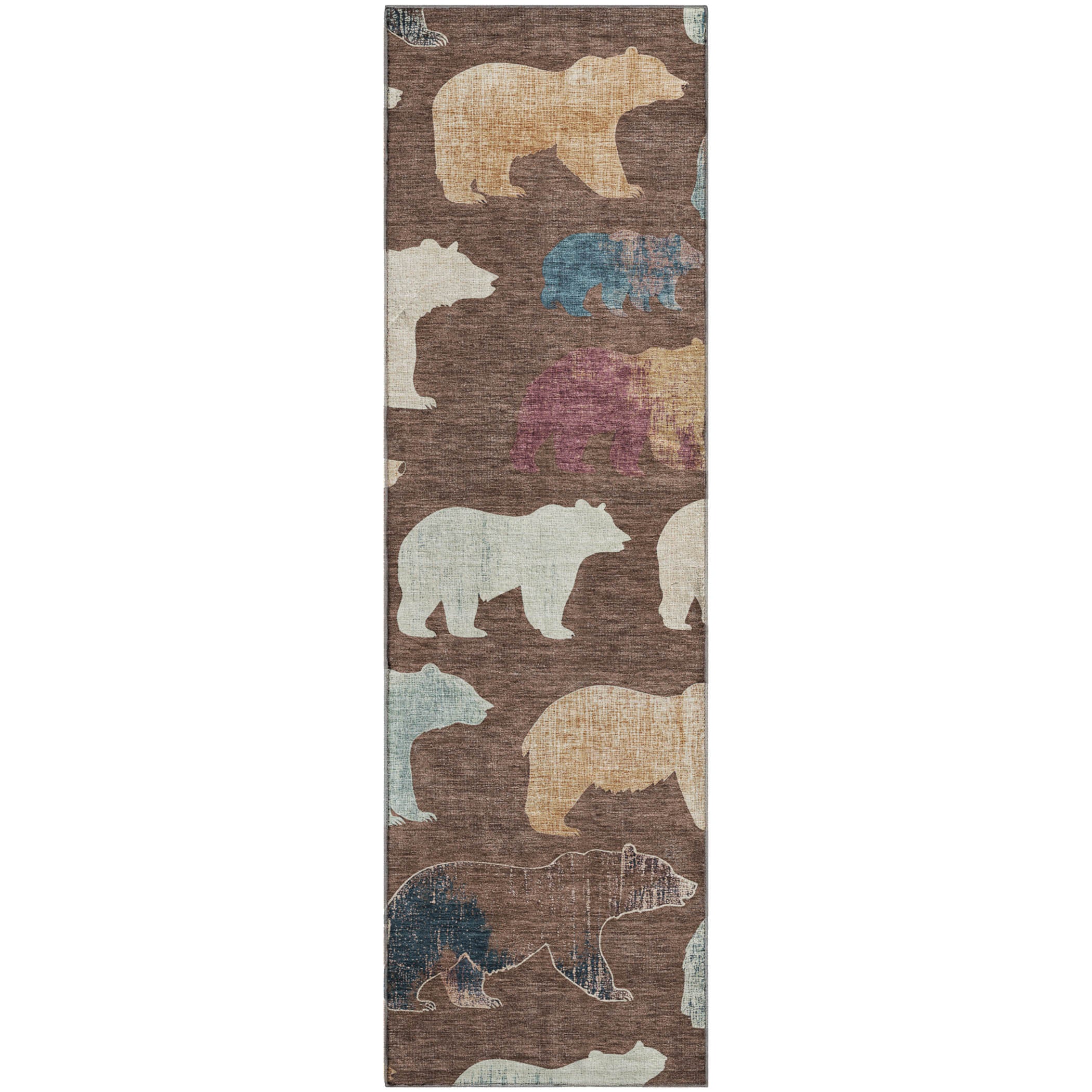 Porto Machine Washable Transitional Chocolate Brown Rug 2'3" x 7'6" #shape_Runner