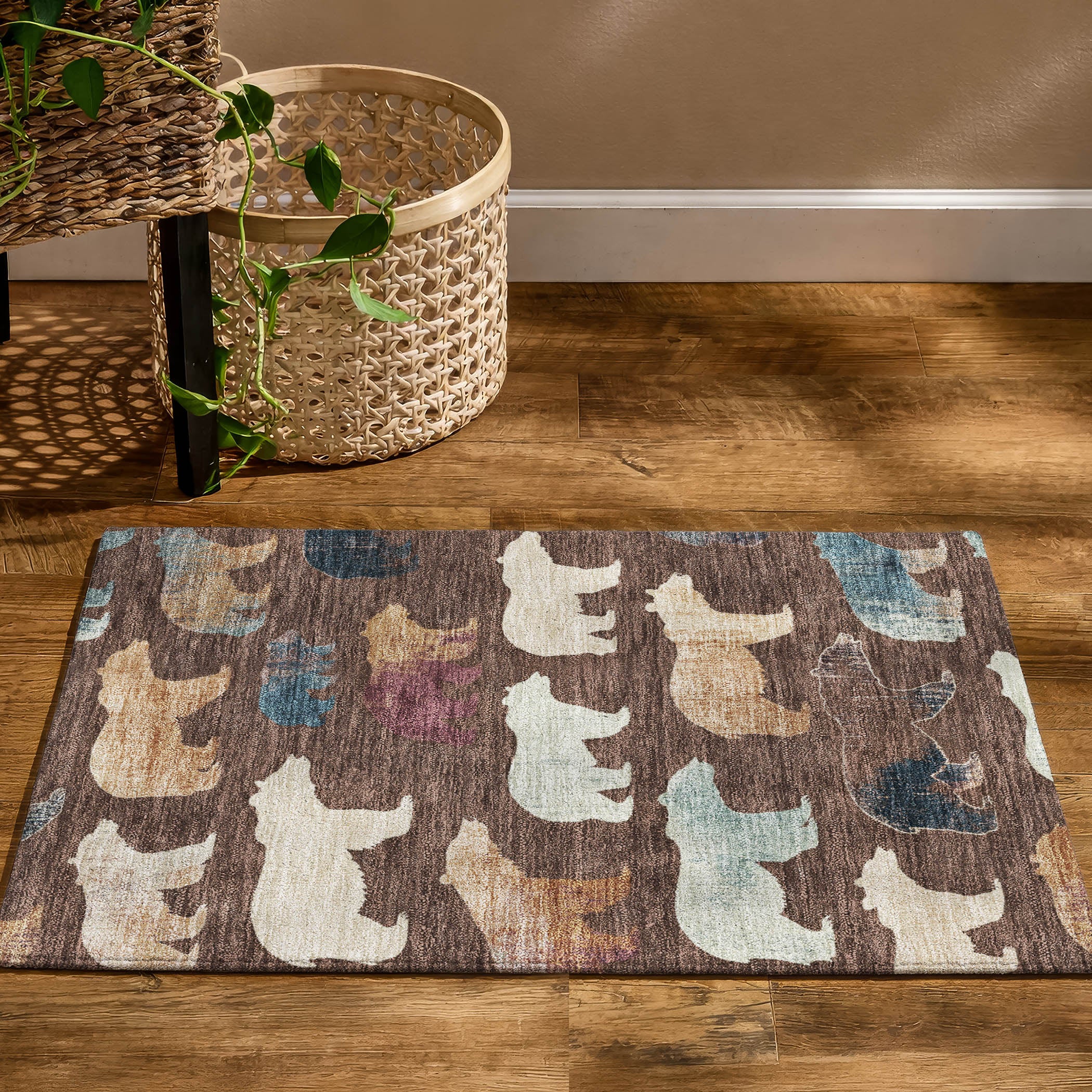 Porto Machine Washable Transitional Chocolate Brown Rug 1'8" x 2'6" #shape_Rectangle