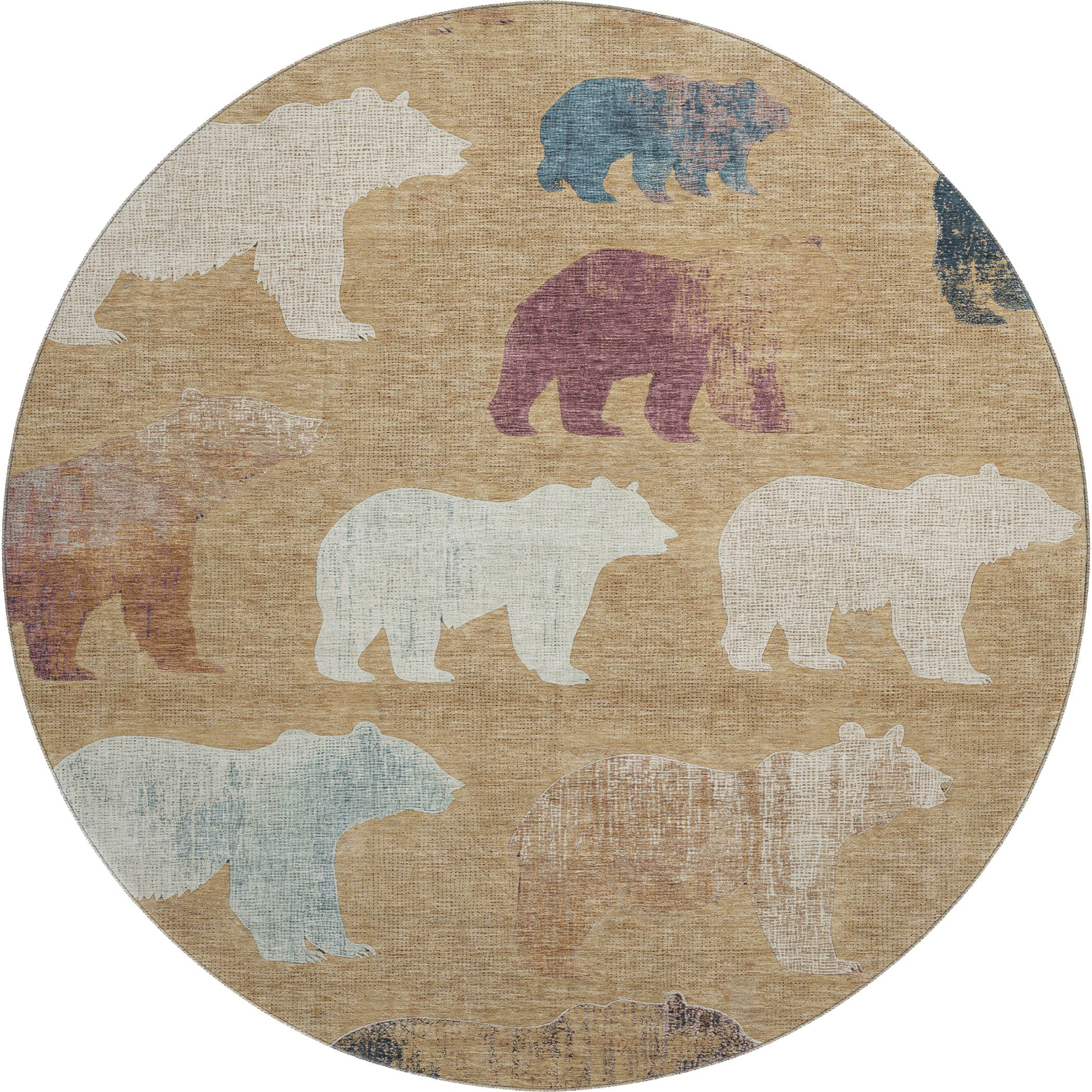Porto Machine Washable Transitional Gold Rug 8' x 8' #shape_Round