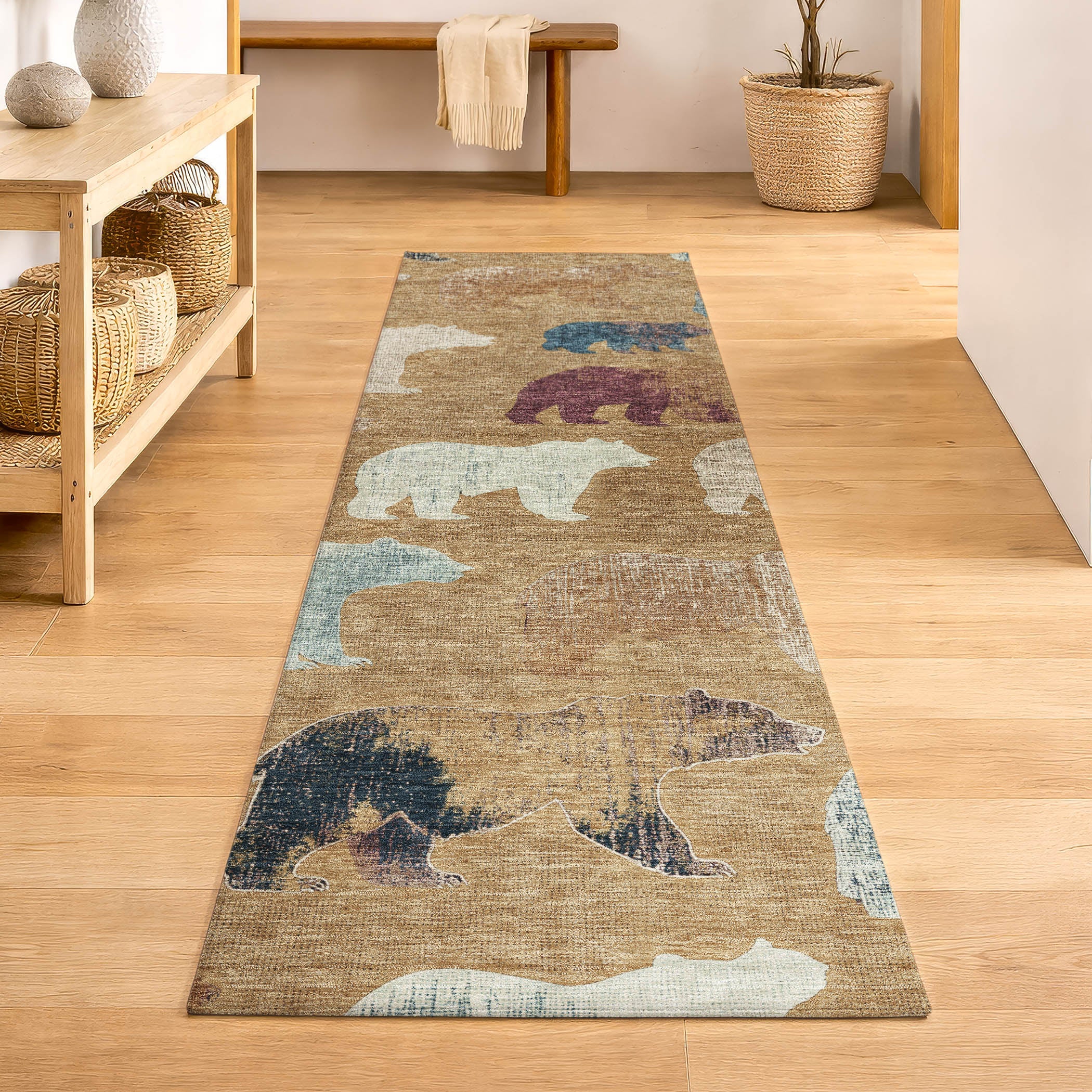 Porto Machine Washable Transitional Gold Rug 2'3" x 7'6" #shape_Runner