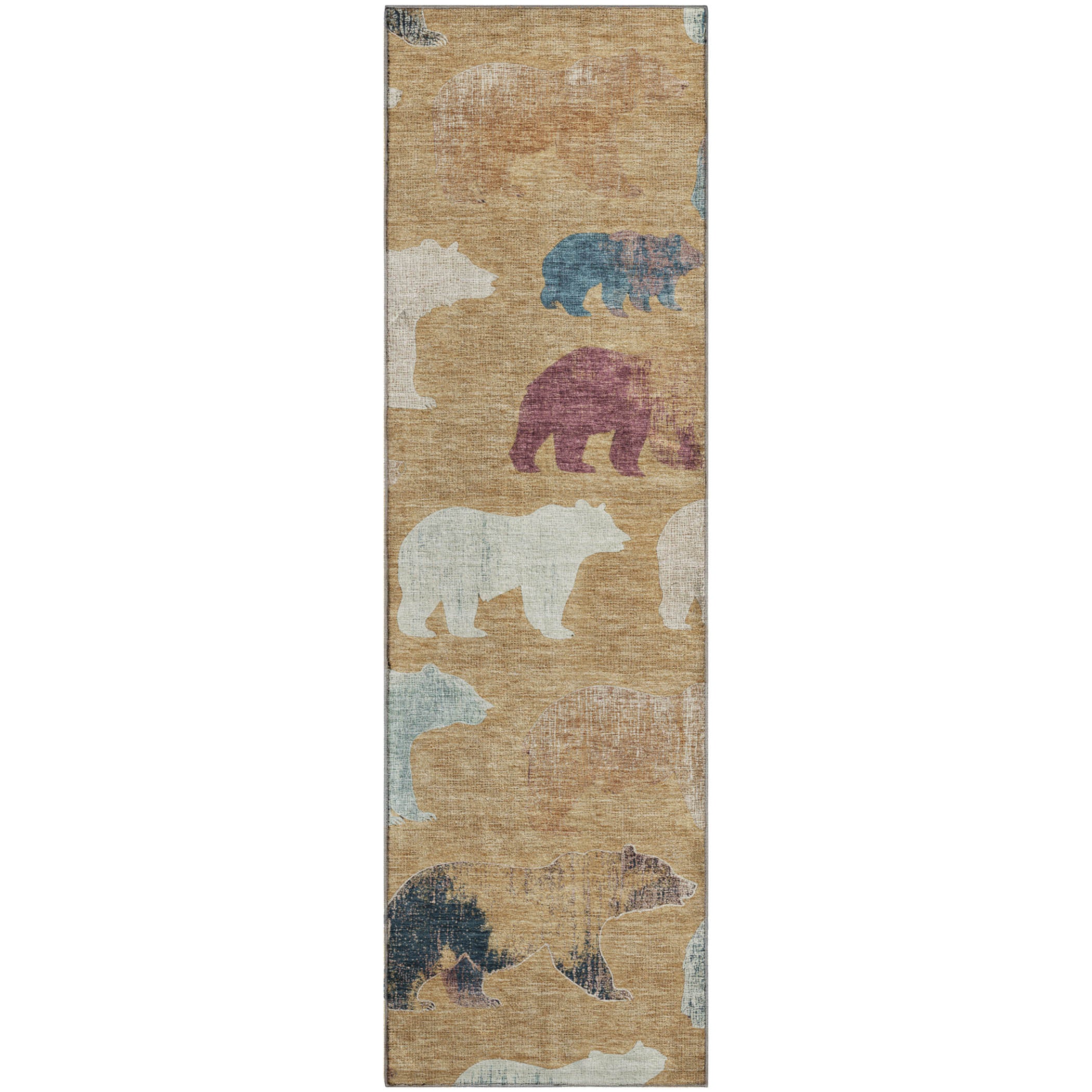 Porto Machine Washable Transitional Gold Rug 2'3" x 7'6" #shape_Runner