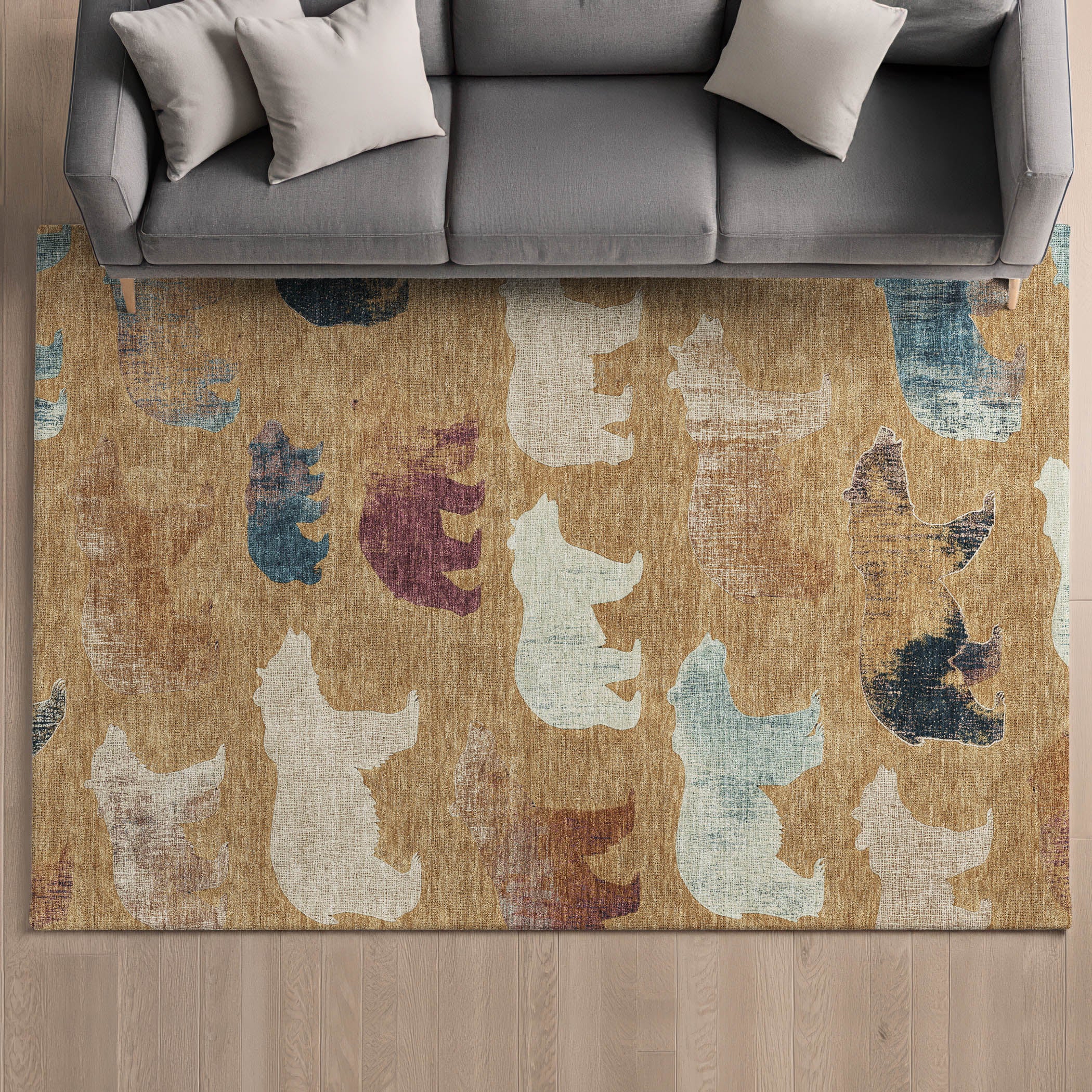 Porto Machine Washable Transitional Gold Rug 3' x 5' #shape_Rectangle