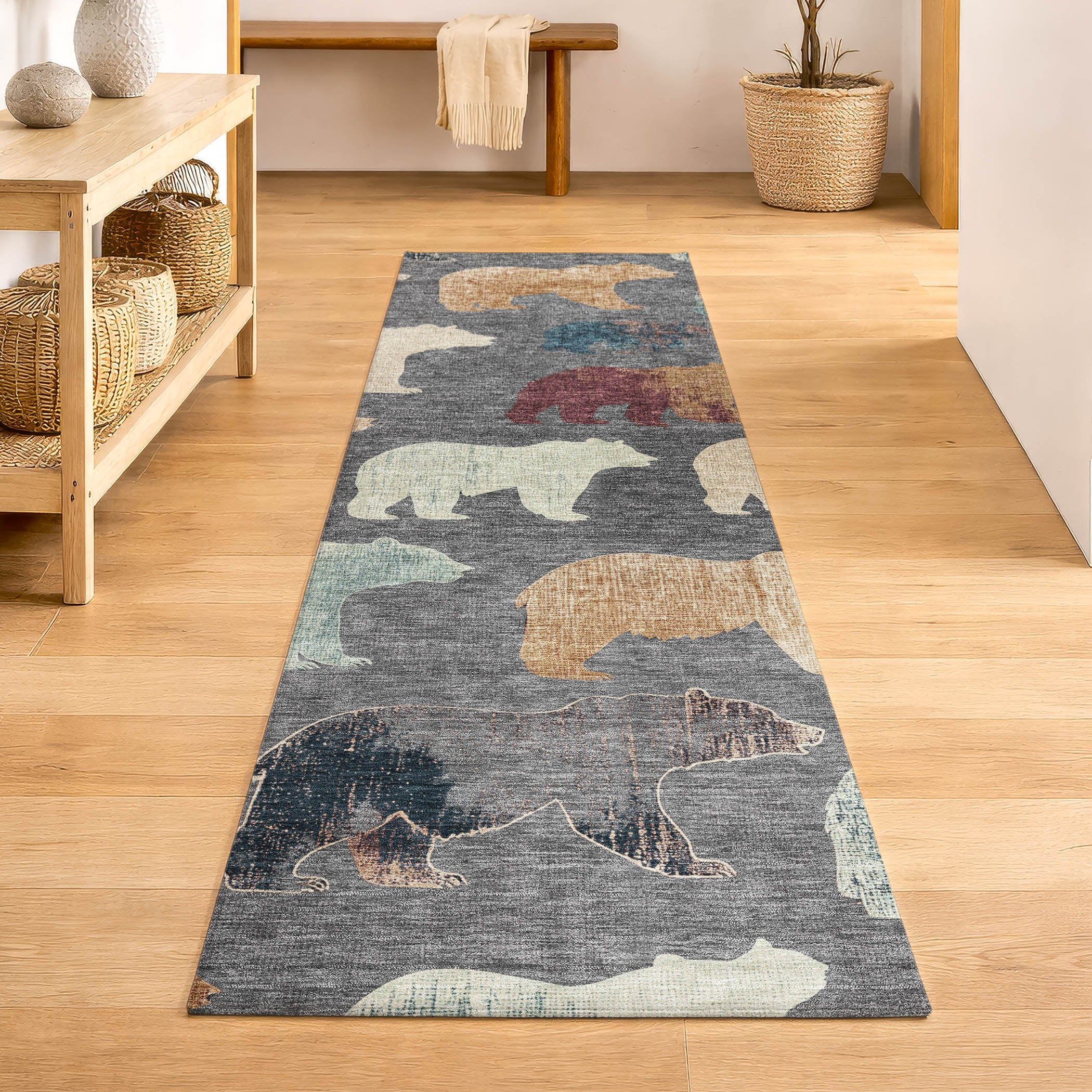 Porto Machine Washable Transitional Gray Rug 2'3" x 7'6" #shape_Runner