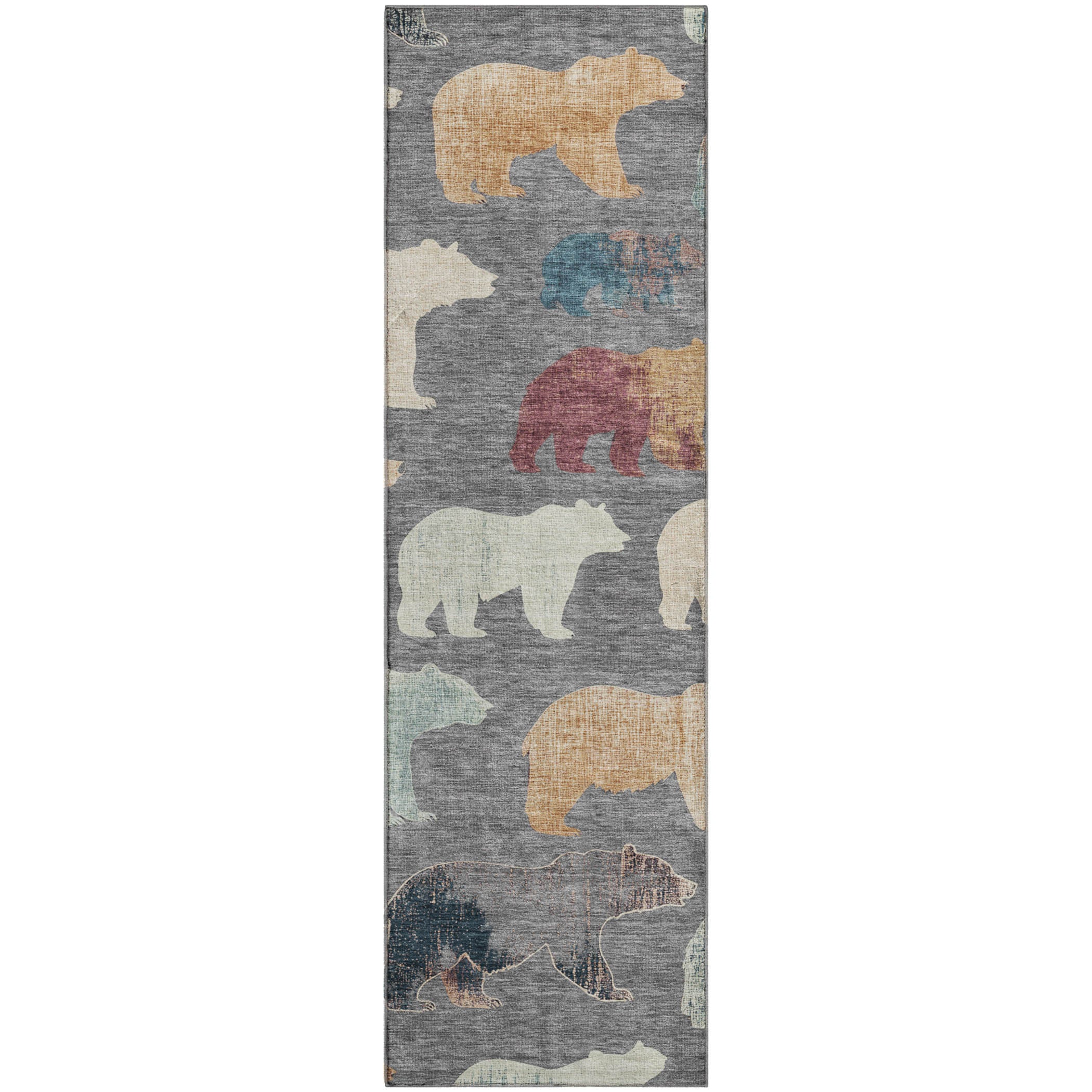 Porto Machine Washable Transitional Gray Rug 2'3" x 7'6" #shape_Runner