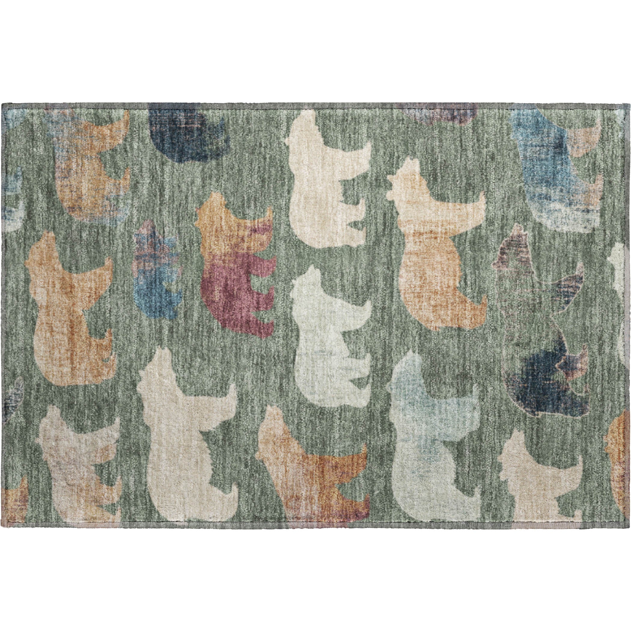 Porto Machine Washable Transitional Green Rug 1'8" x 2'6" #shape_Rectangle