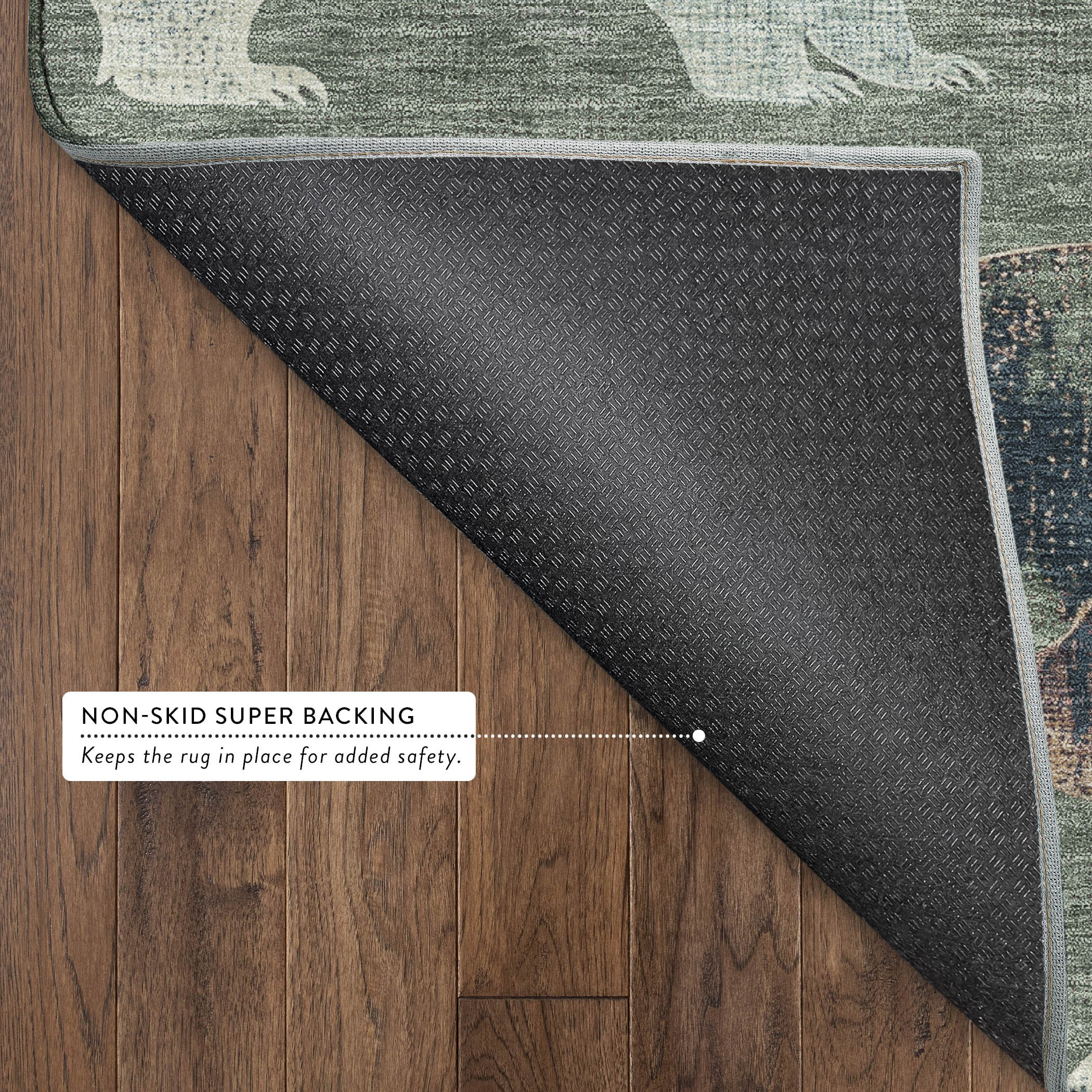 Porto Machine Washable Transitional Green Rug 1'8" x 2'6" #shape_Rectangle