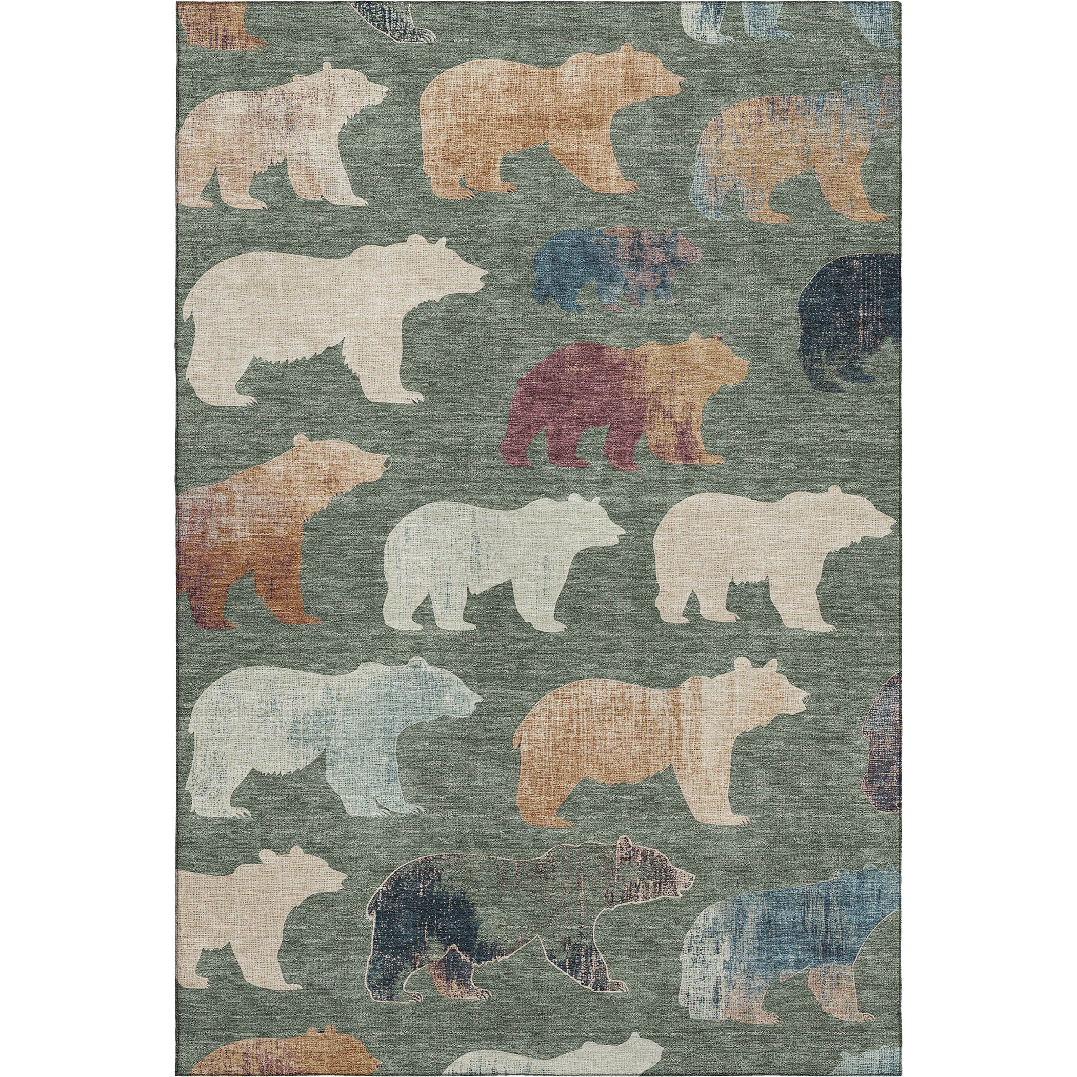 Porto Machine Washable Transitional Green Rug 3' x 5' #shape_Rectangle