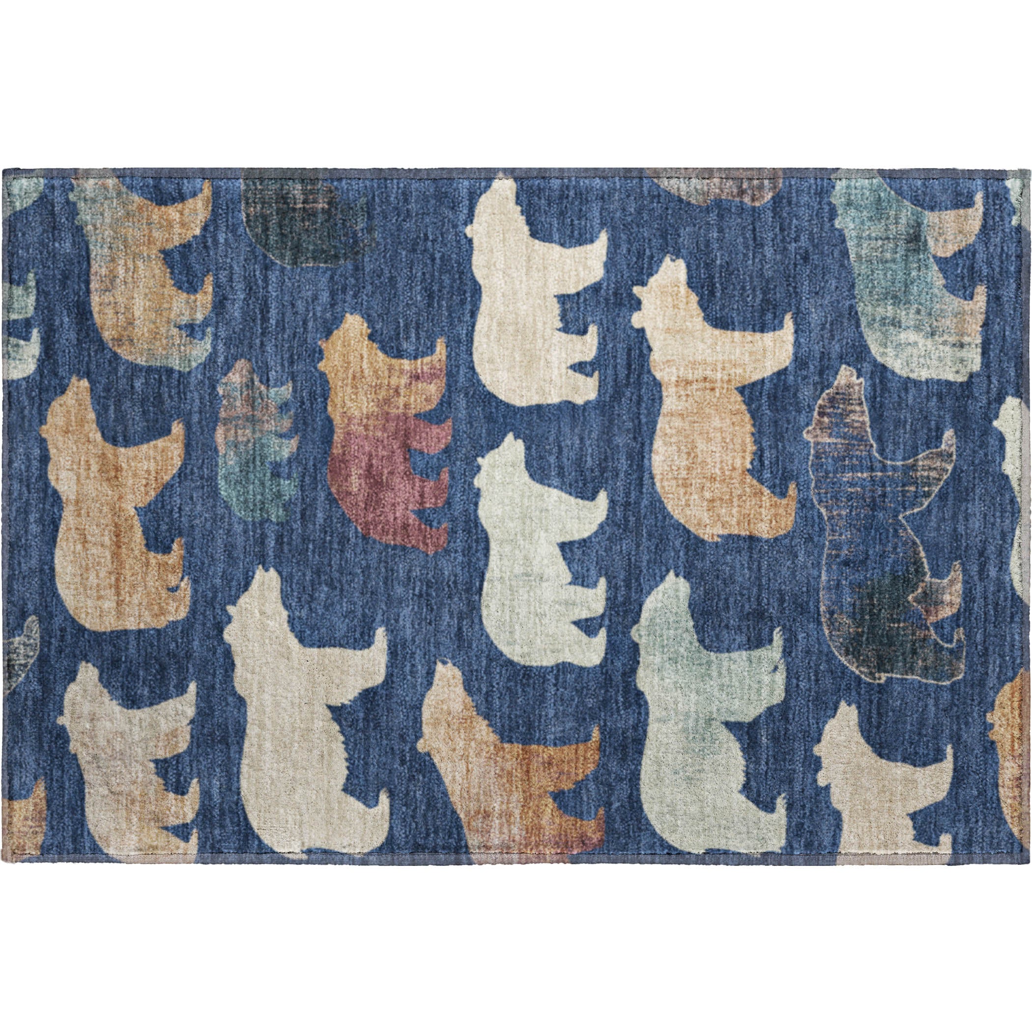 Porto Machine Washable Transitional Navy Blue Rug 1'8" x 2'6" #shape_Rectangle