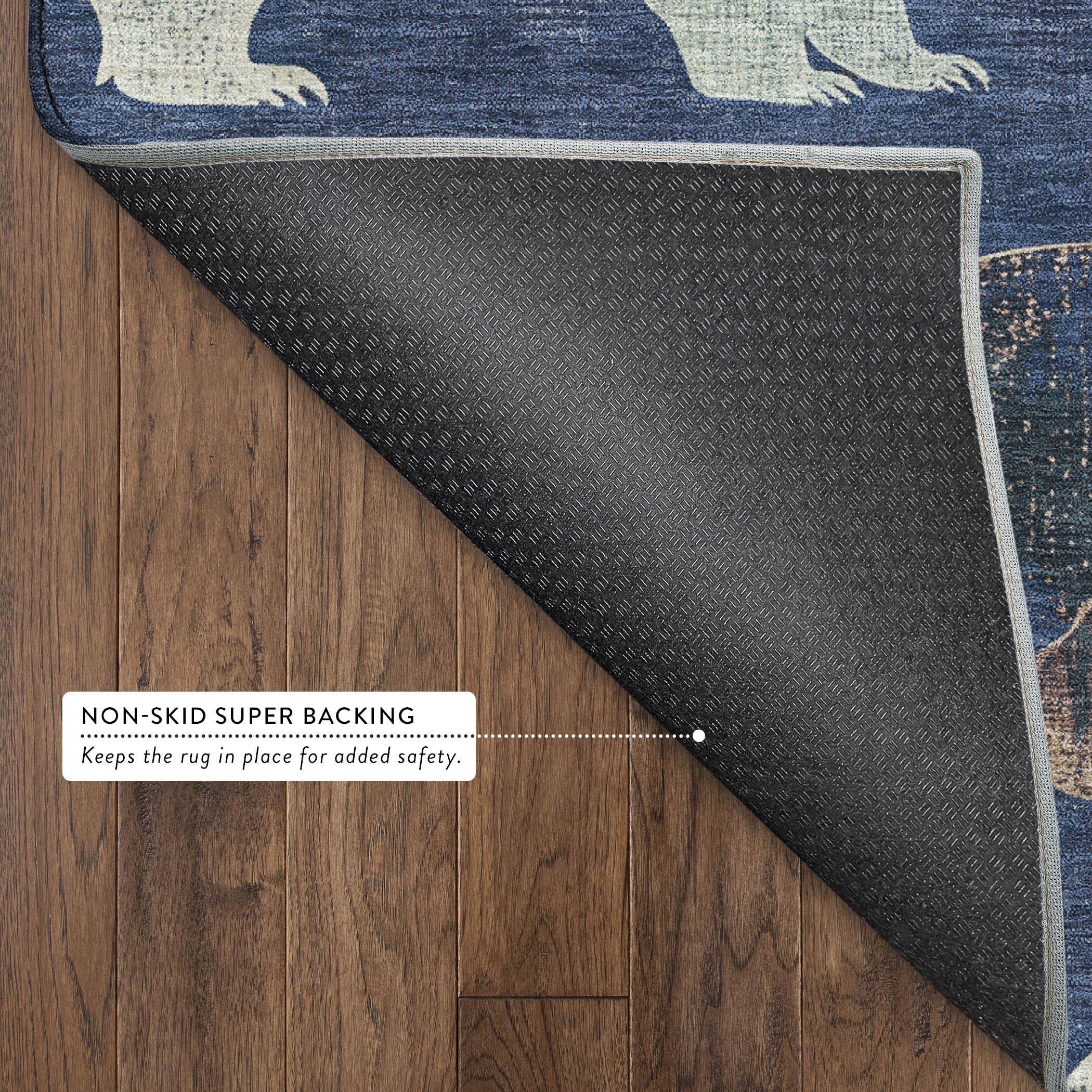 Porto Machine Washable Transitional Navy Blue Rug 1'8" x 2'6" #shape_Rectangle