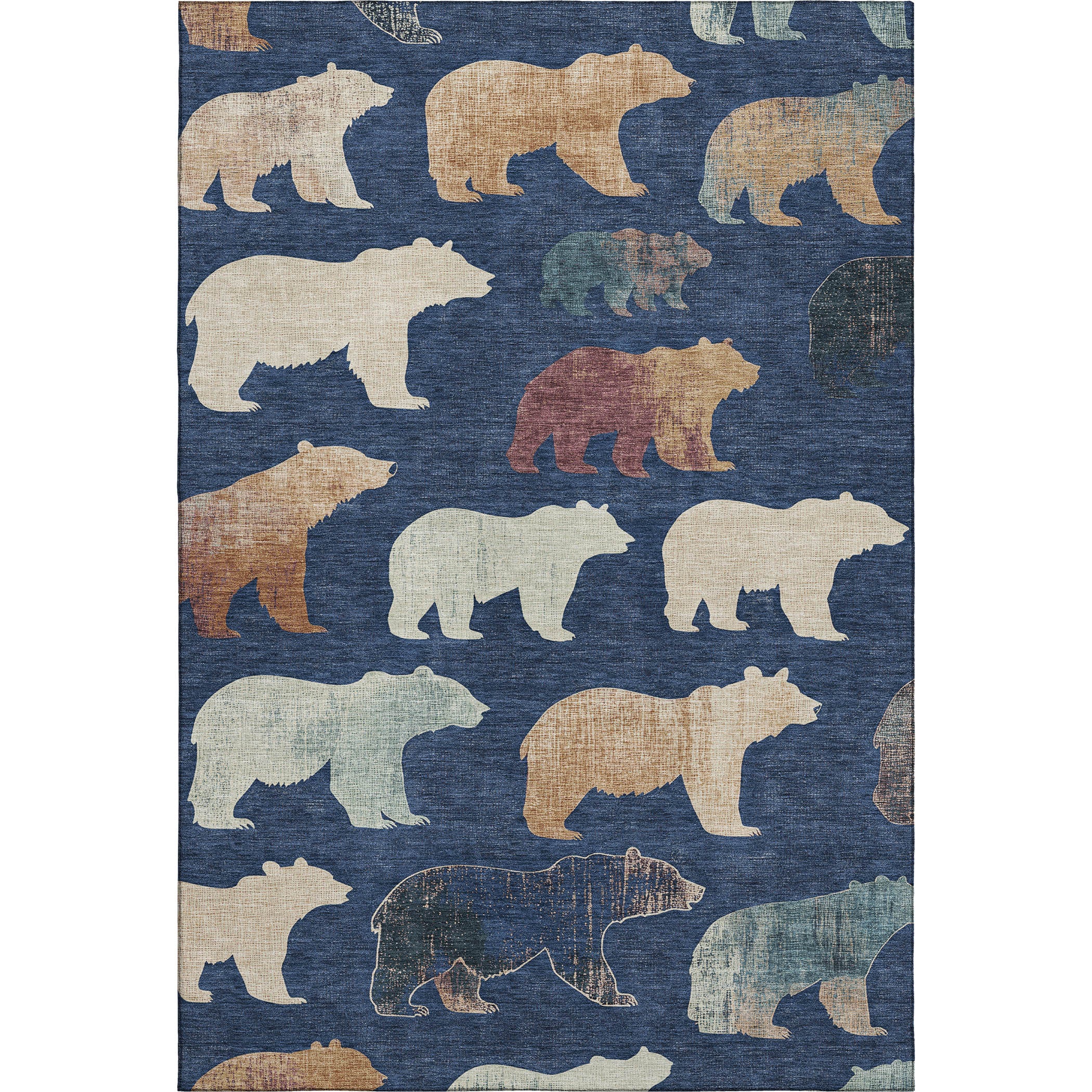 Porto Machine Washable Transitional Navy Blue Rug 3' x 5' #shape_Rectangle