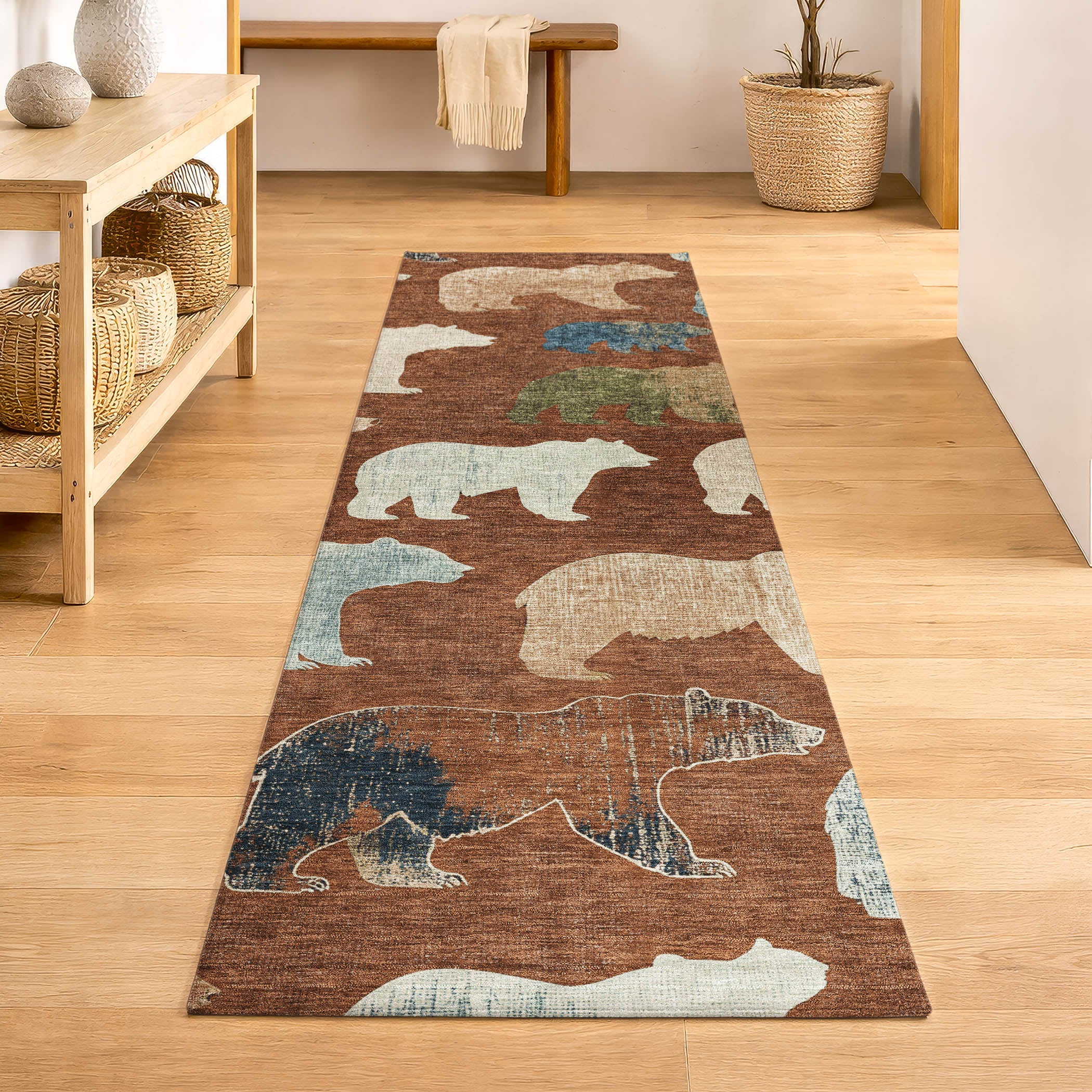 Porto Machine Washable Transitional Paprika Orange Rug 2'3" x 7'6" #shape_Runner