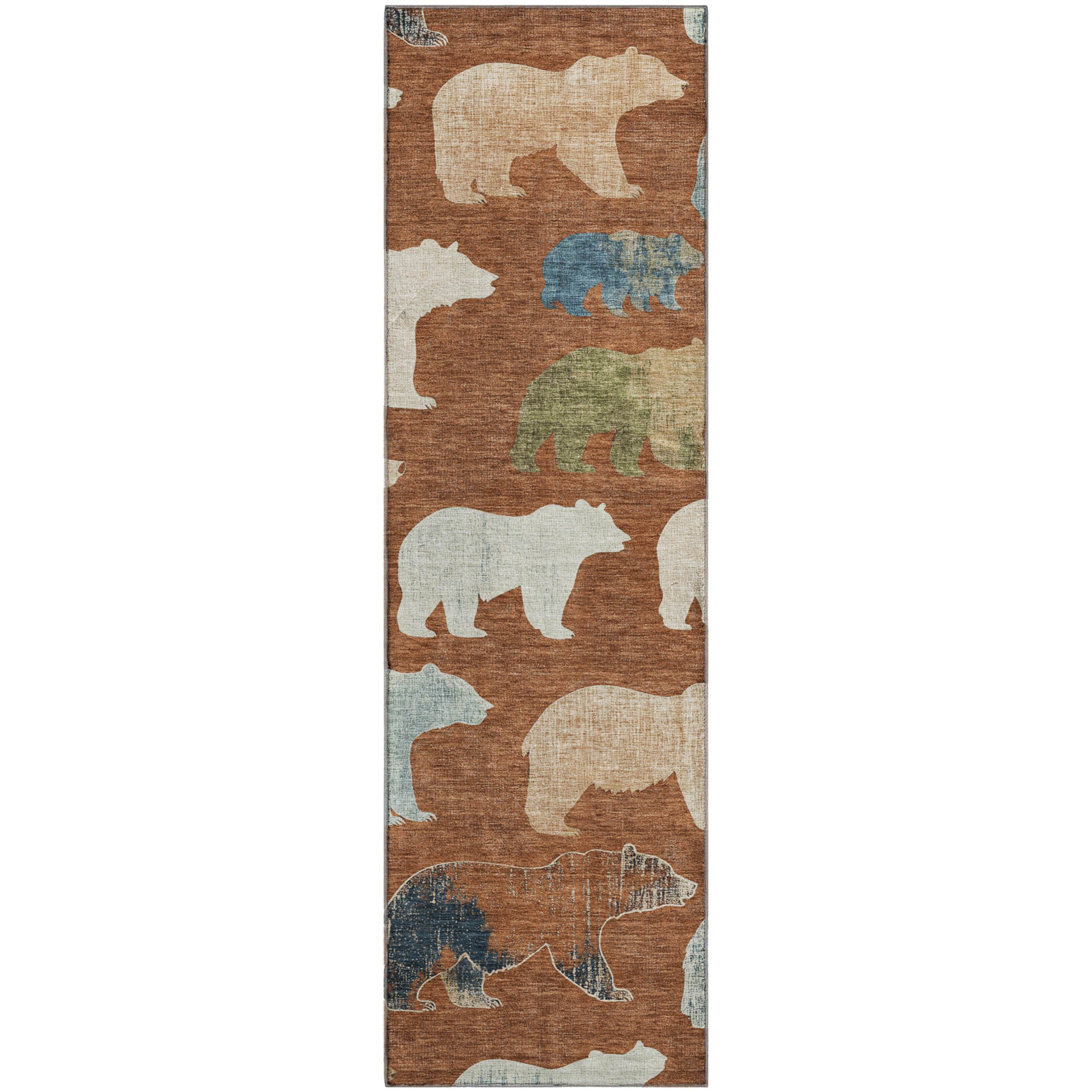 Porto Machine Washable Transitional Paprika Orange Rug 2'3" x 7'6" #shape_Runner