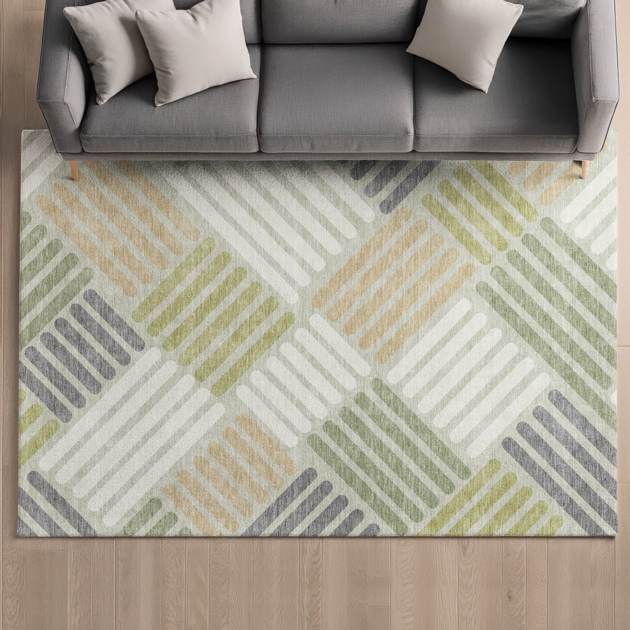 Tbilisi Machine Washable Transitional Aloe Green Rug 3' x 5' #shape_Rectangle