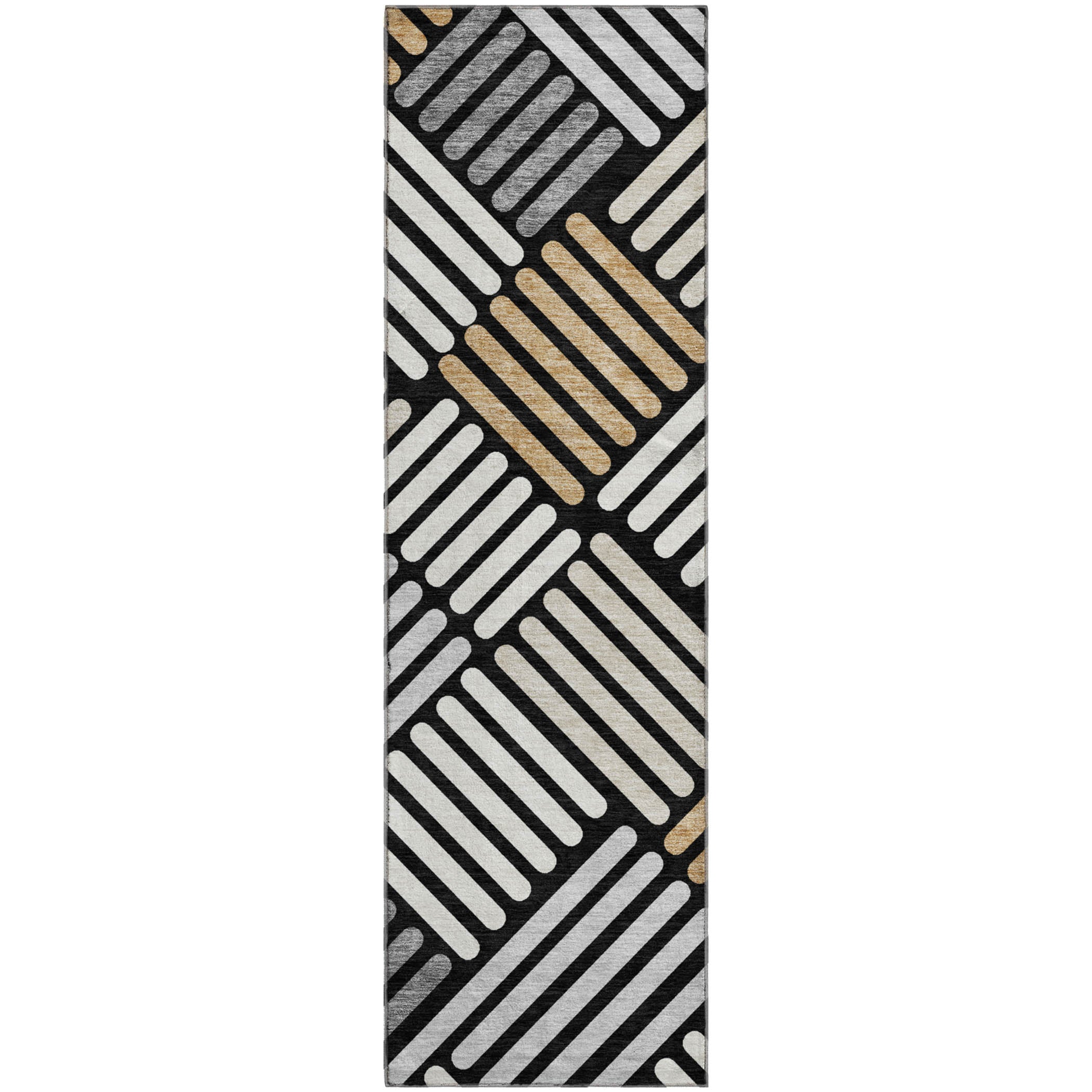 Tbilisi Machine Washable Transitional Black Rug 2'3" x 7'6" #shape_Runner