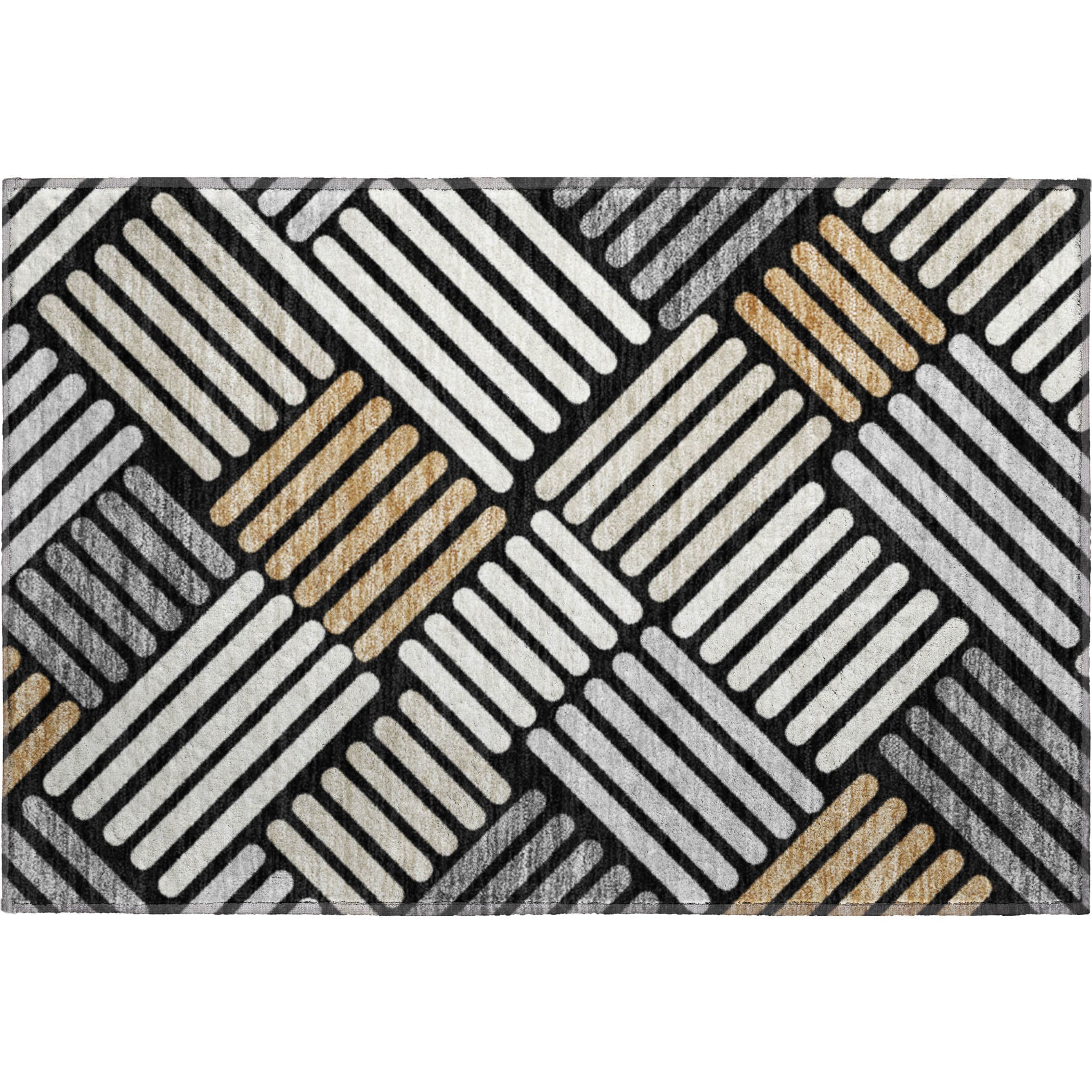 Tbilisi Machine Washable Transitional Black Rug 1'8" x 2'6" #shape_Rectangle