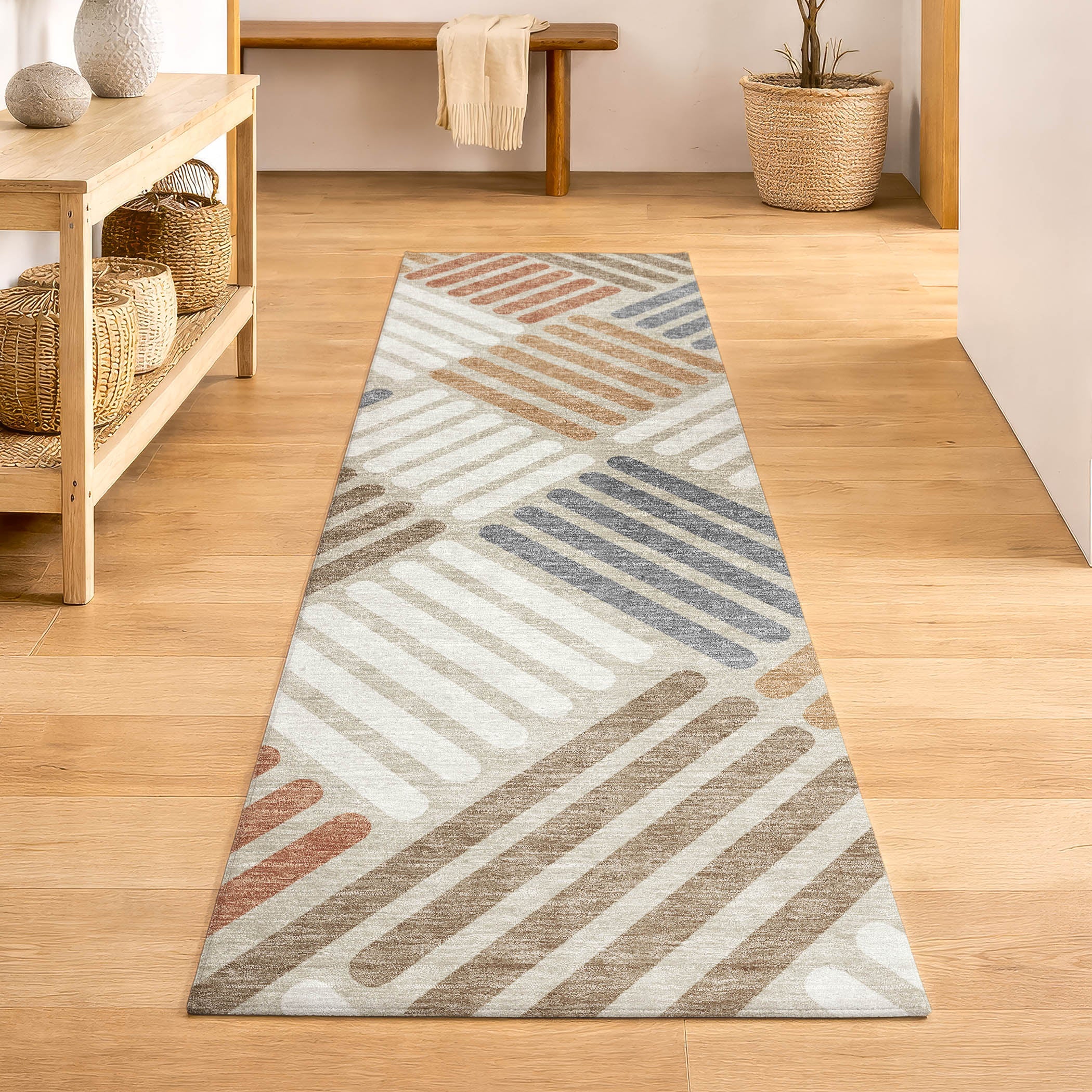 Tbilisi Machine Washable Transitional Copper Orange Rug 2'3" x 7'6" #shape_Runner