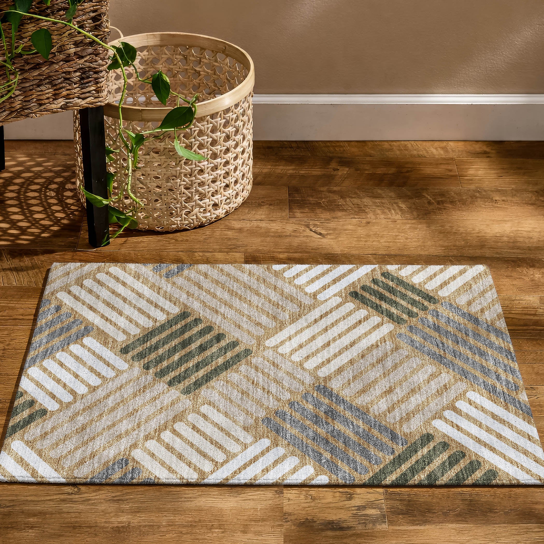 Tbilisi Machine Washable Transitional Gold Rug 1'8" x 2'6" #shape_Rectangle