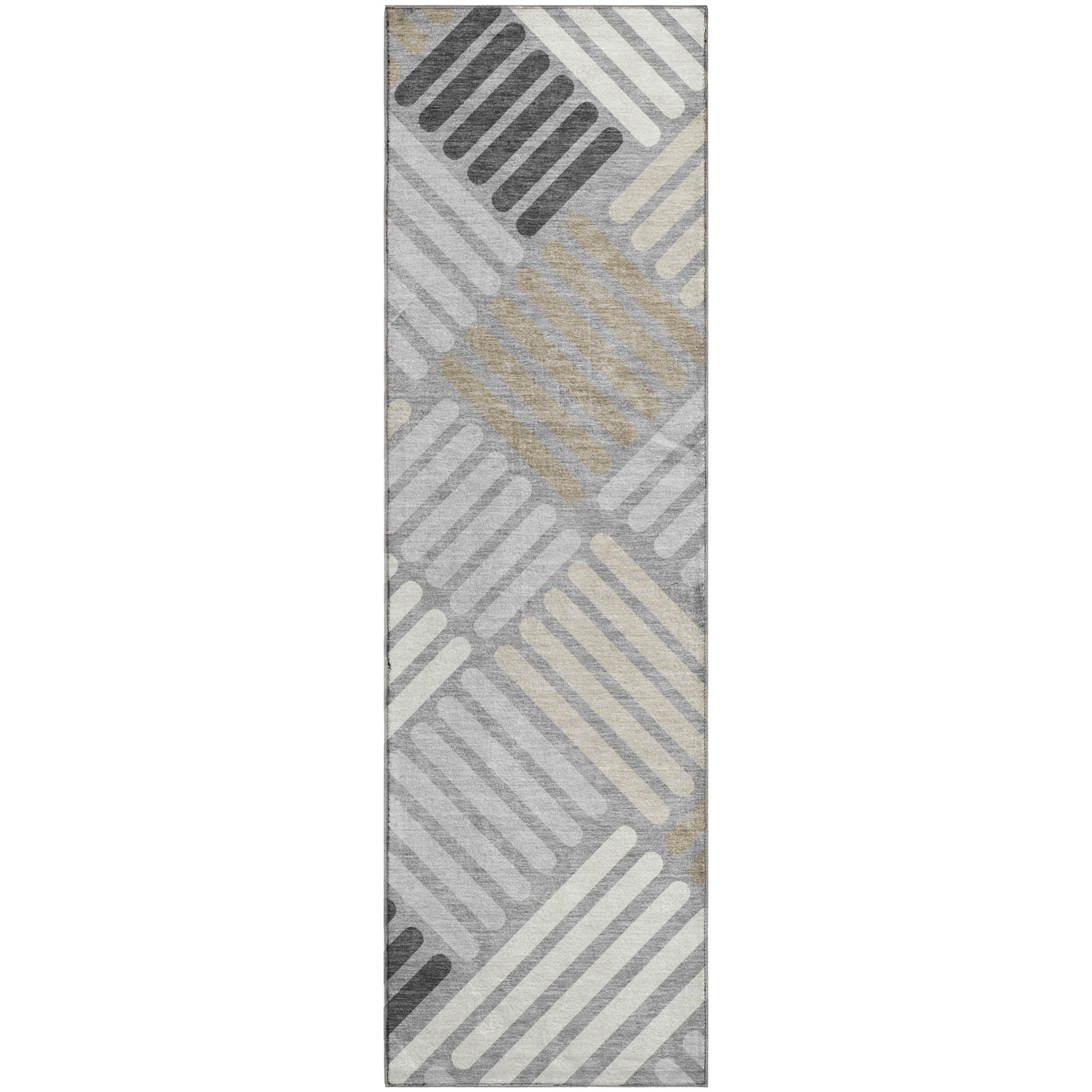 Tbilisi Machine Washable Transitional Gray Rug 2'3" x 7'6" #shape_Runner