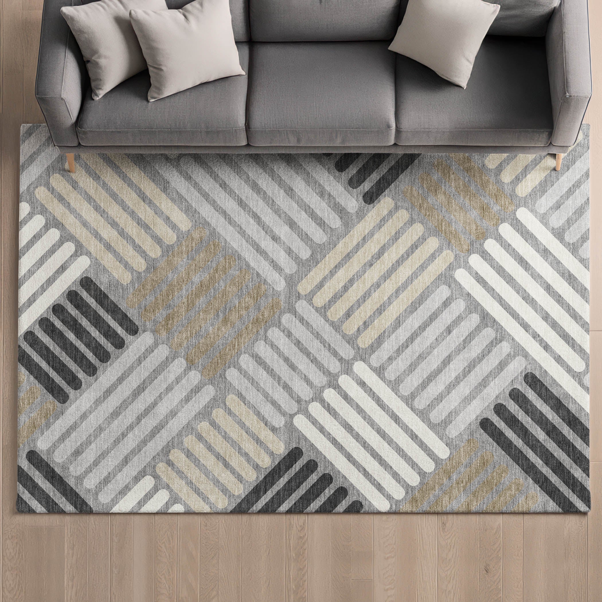 Tbilisi Machine Washable Transitional Gray Rug 3' x 5' #shape_Rectangle