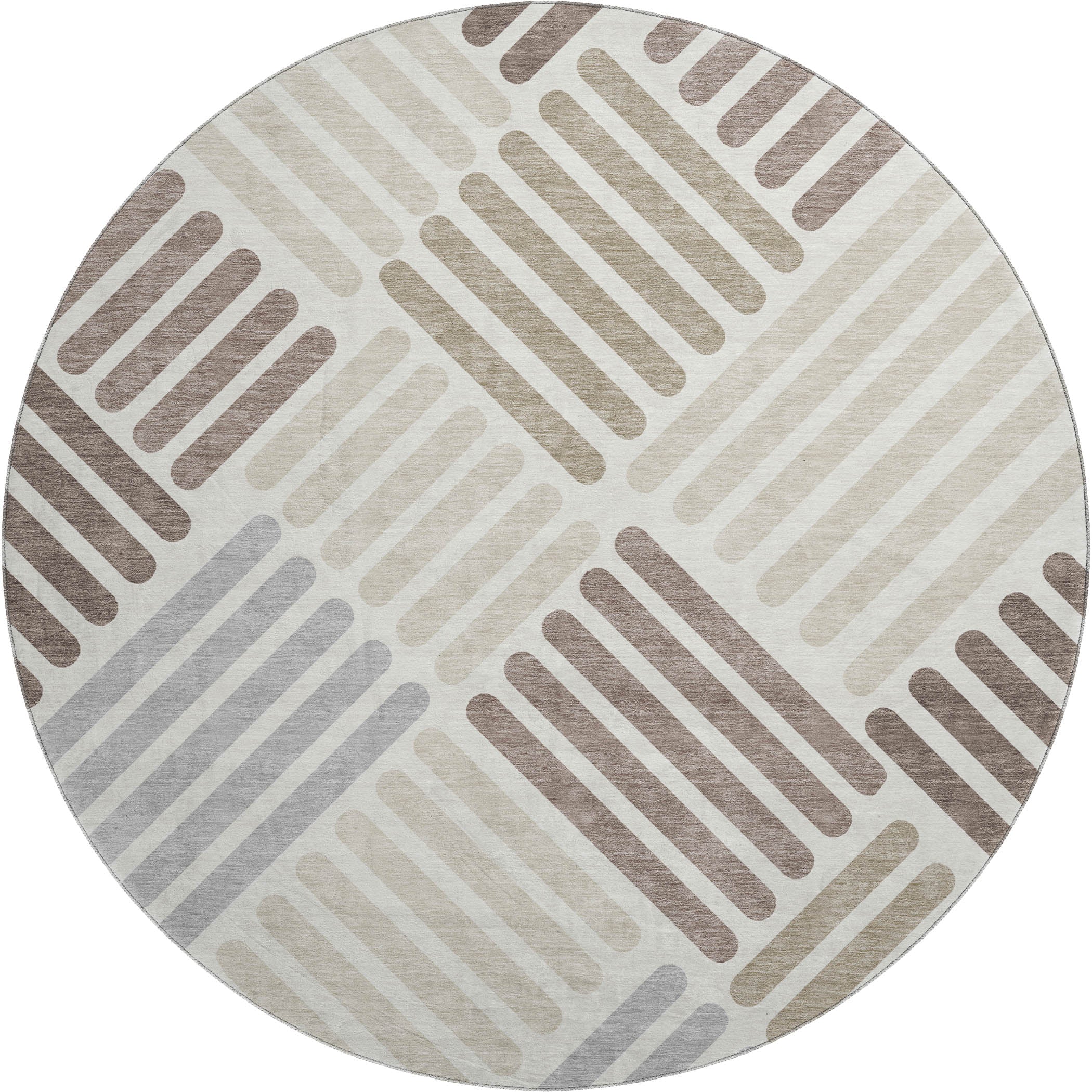 Tbilisi Machine Washable Transitional Ivory Rug 8' x 8' #shape_Round