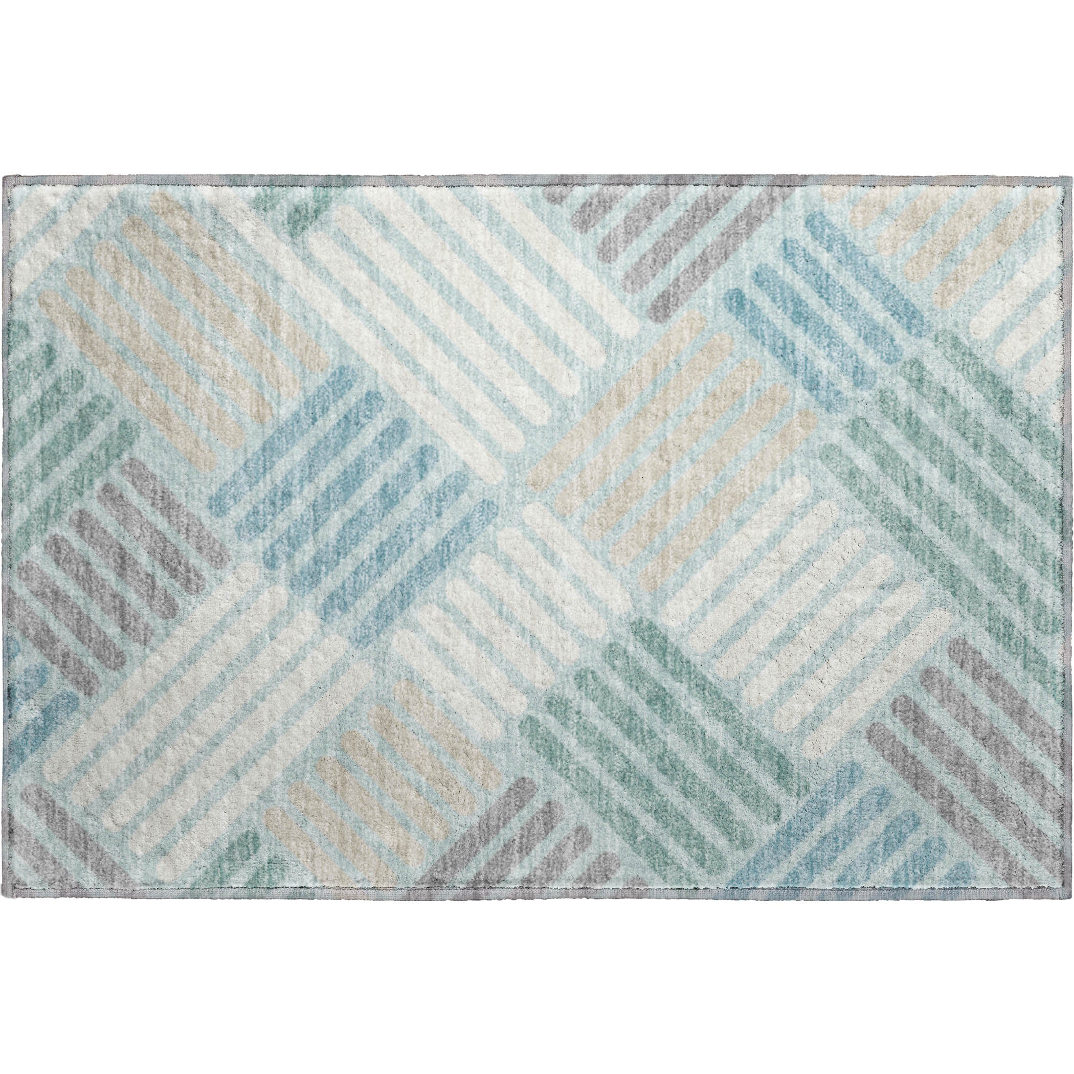 Tbilisi Machine Washable Transitional Seafoam Blue Rug 1'8" x 2'6" #shape_Rectangle