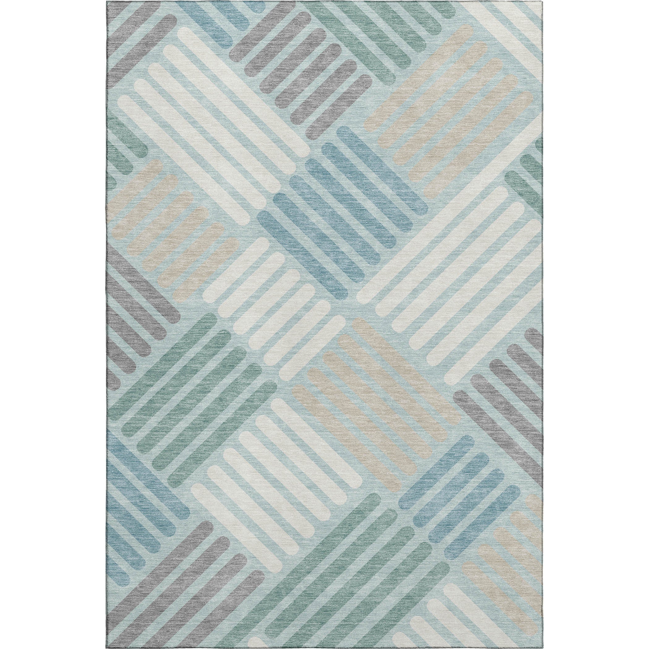 Tbilisi Machine Washable Transitional Seafoam Blue Rug 3' x 5' #shape_Rectangle