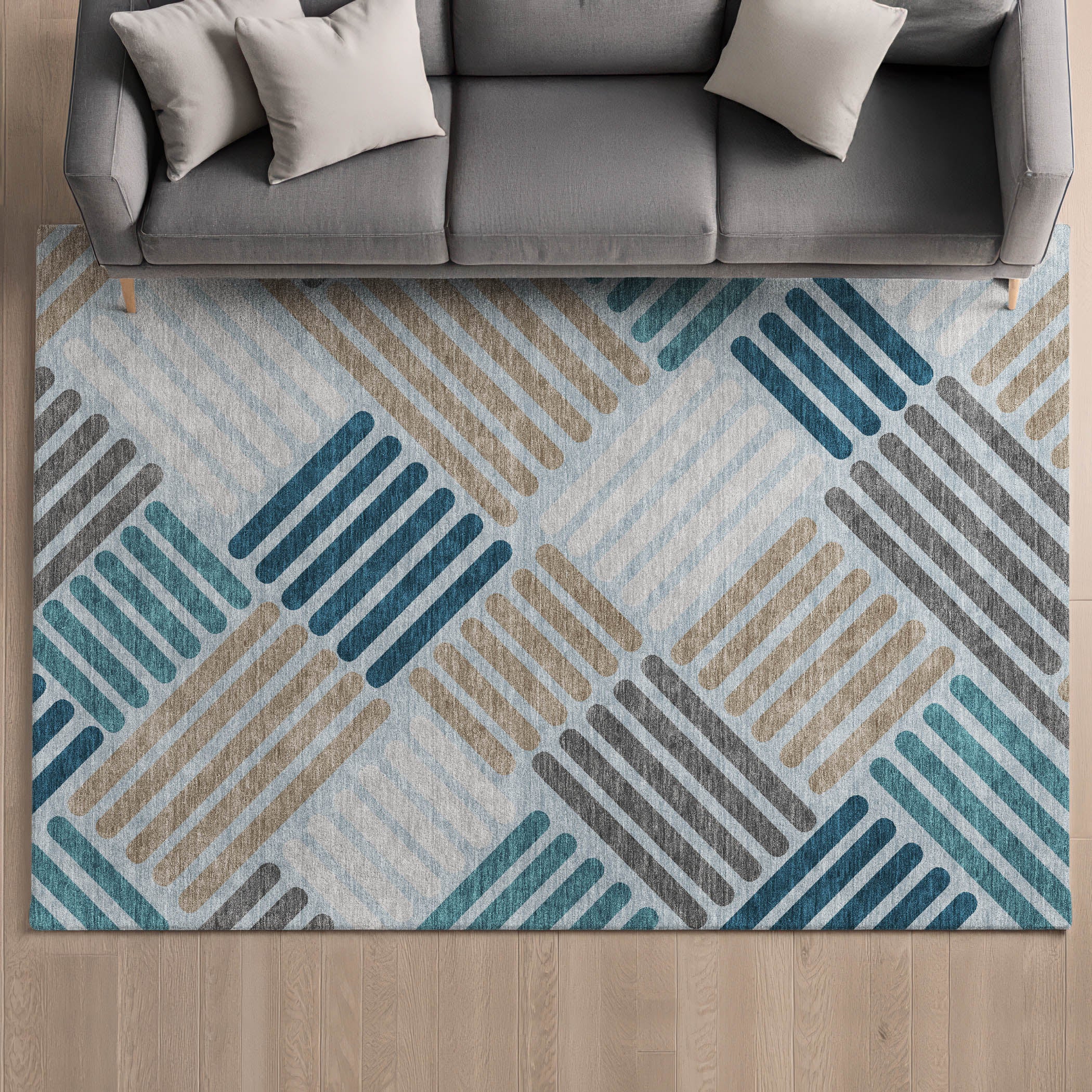 Tbilisi Machine Washable Transitional Teal Rug 3' x 5' #shape_Rectangle