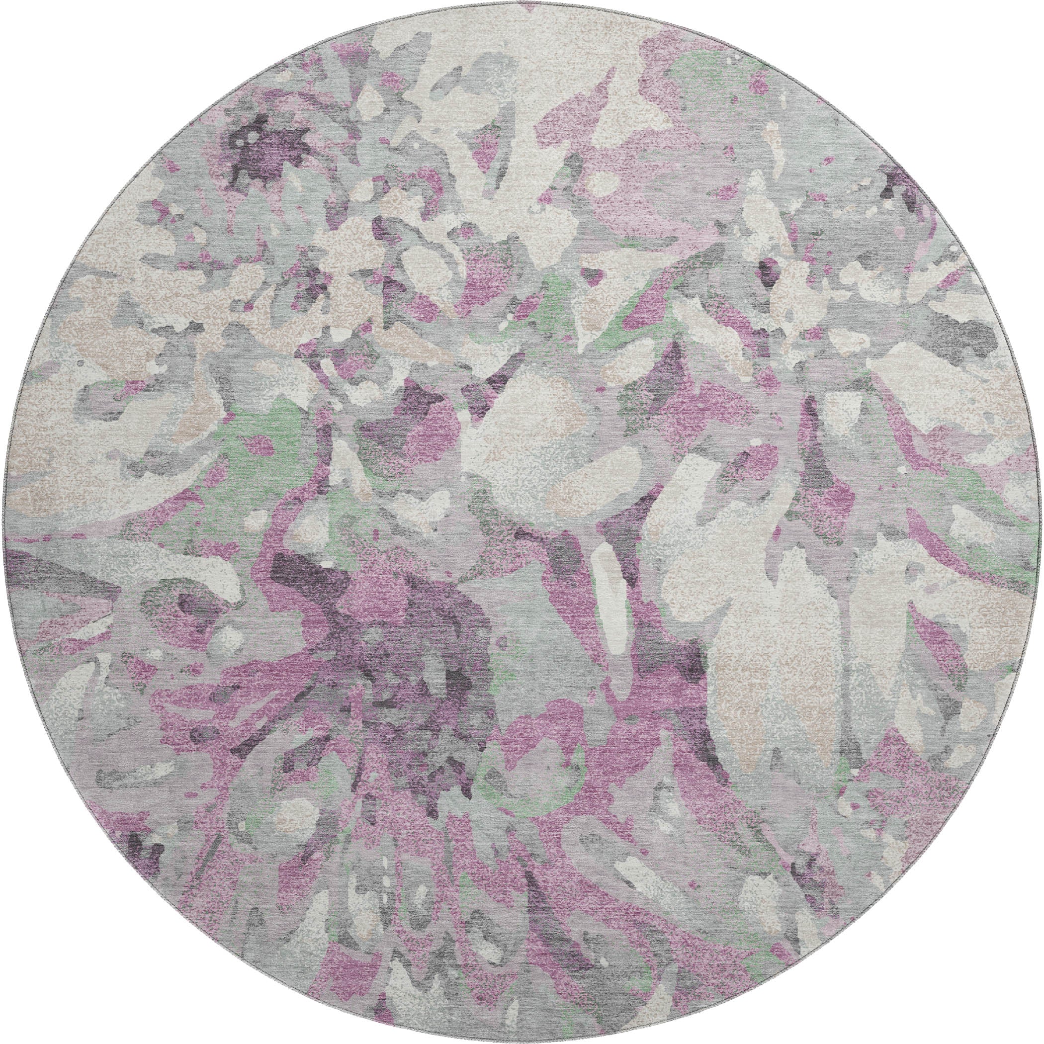 Lima Machine Washable Transitional Blush Pink Rug 8' x 8' #shape_Round