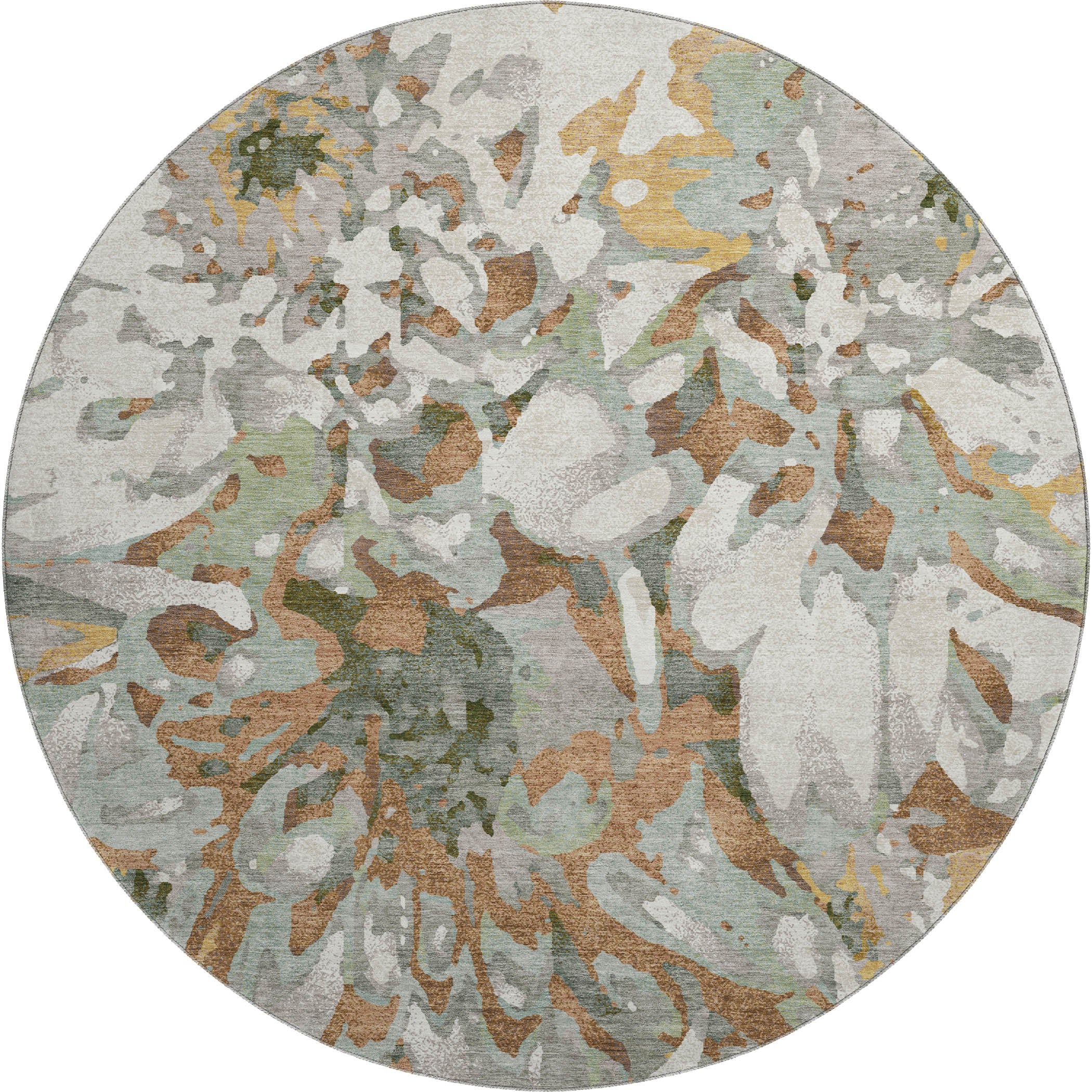 Lima Machine Washable Transitional Copper Orange Rug 8' x 8' #shape_Round