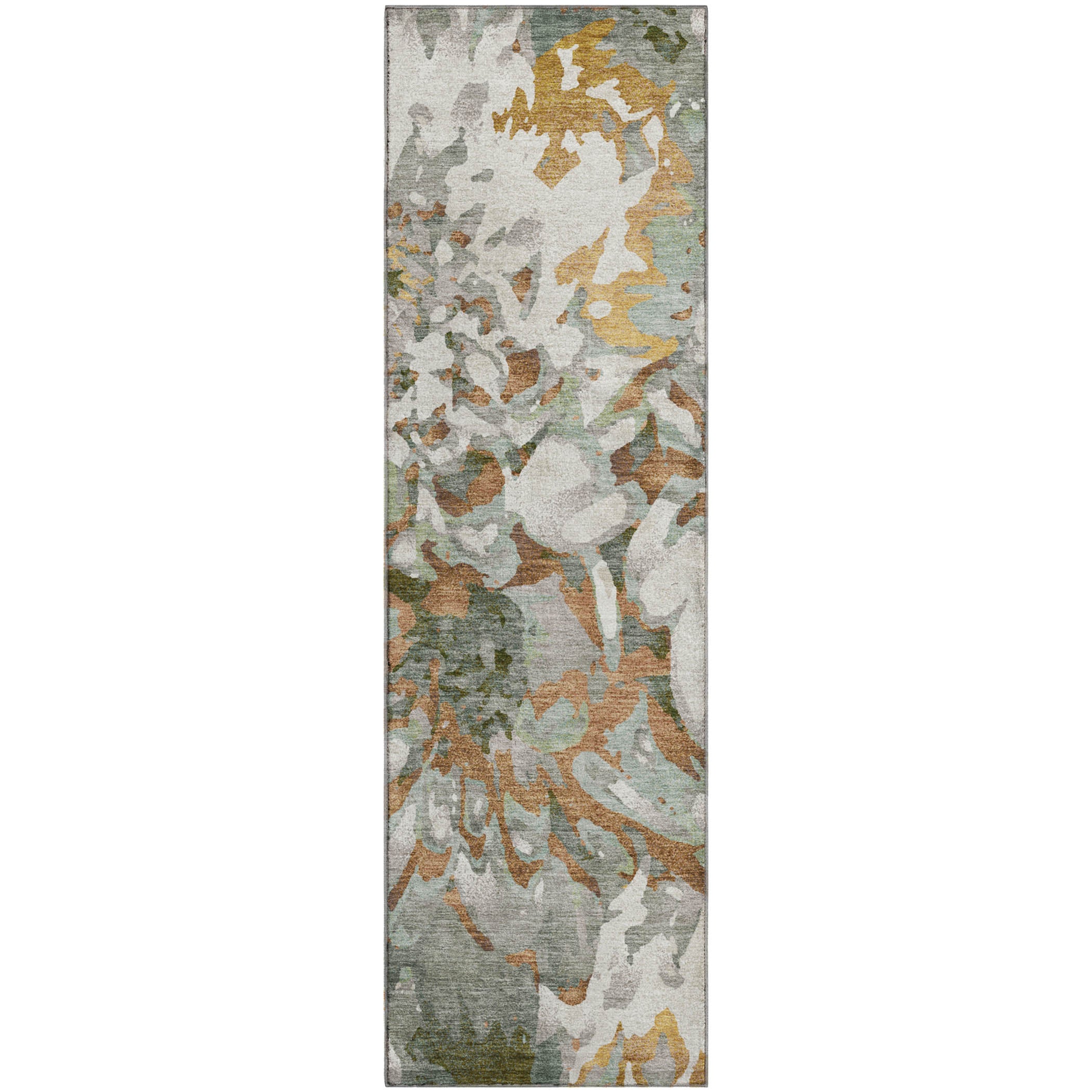 Lima Machine Washable Transitional Copper Orange Rug 2'3" x 7'6" #shape_Runner