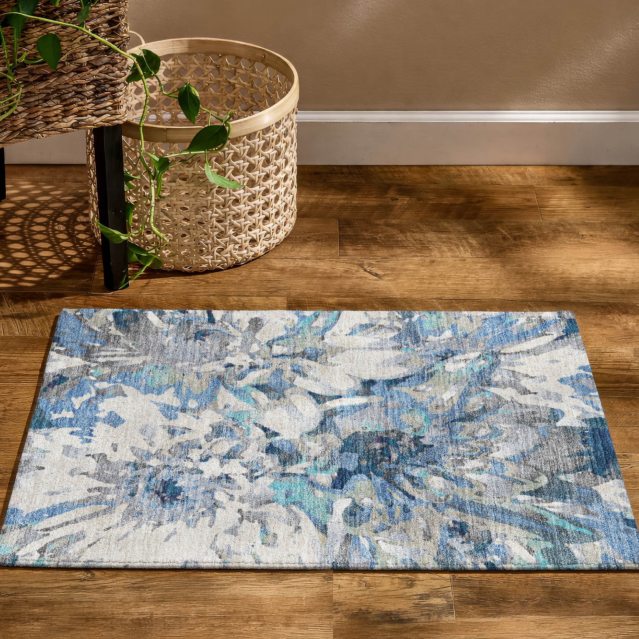 Lima Machine Washable Transitional Denim Blue Rug 1'8" x 2'6" #shape_Rectangle