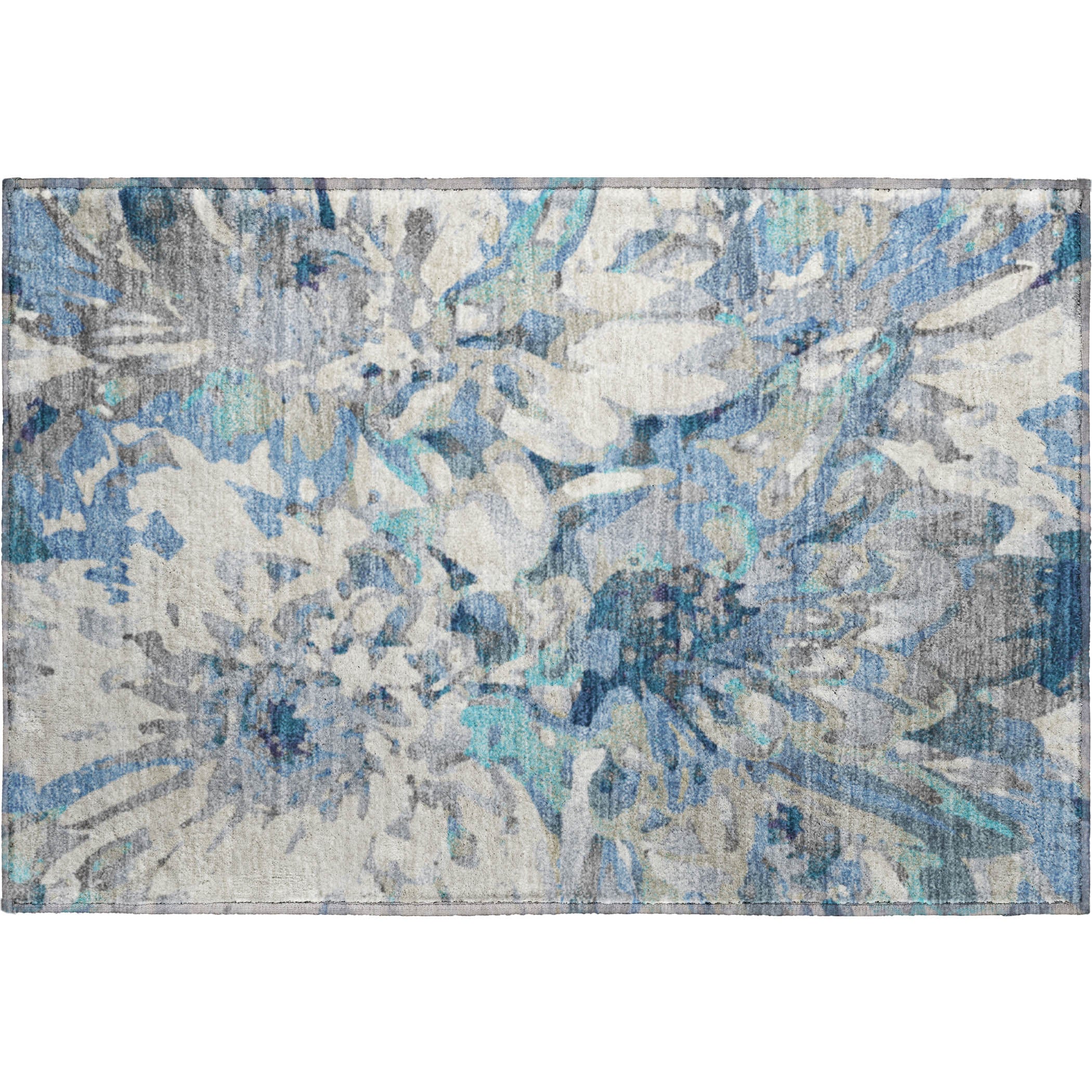 Lima Machine Washable Transitional Denim Blue Rug 1'8" x 2'6" #shape_Rectangle