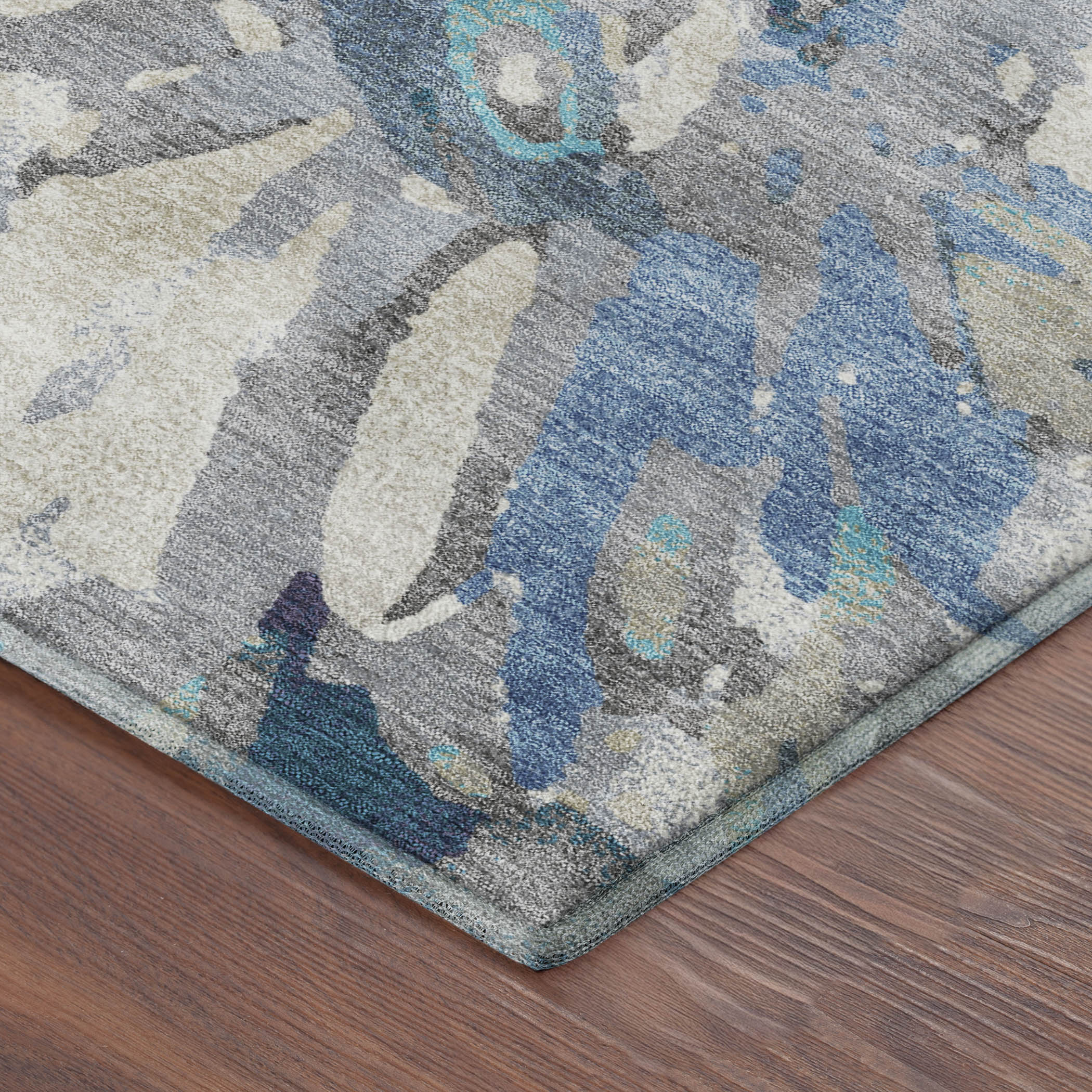 Lima Machine Washable Transitional Denim Blue Rug 1'8" x 2'6" #shape_Rectangle