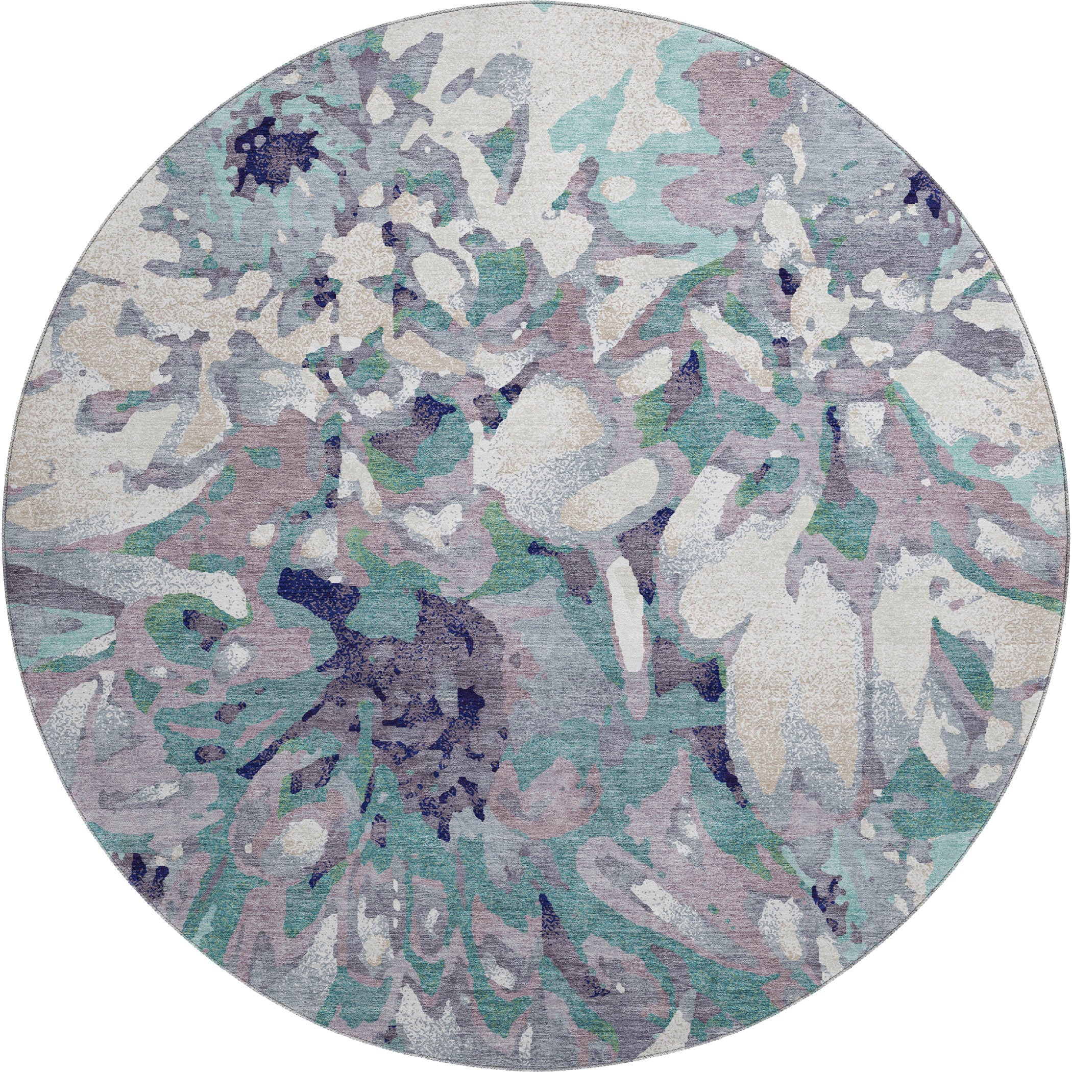Lima Machine Washable Transitional Lavender Purple Rug 8' x 8' #shape_Round