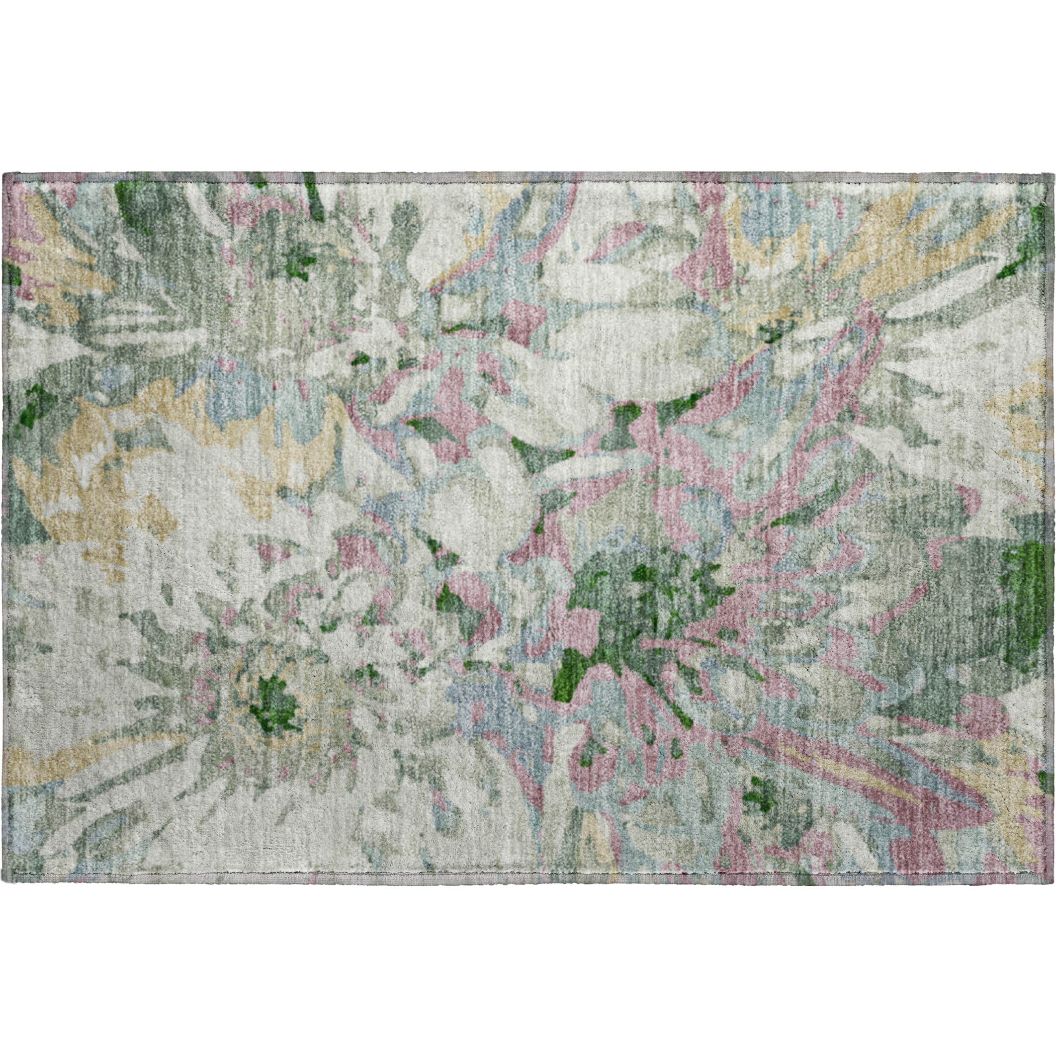Lima Machine Washable Transitional Sage Green Rug 1'8" x 2'6" #shape_Rectangle