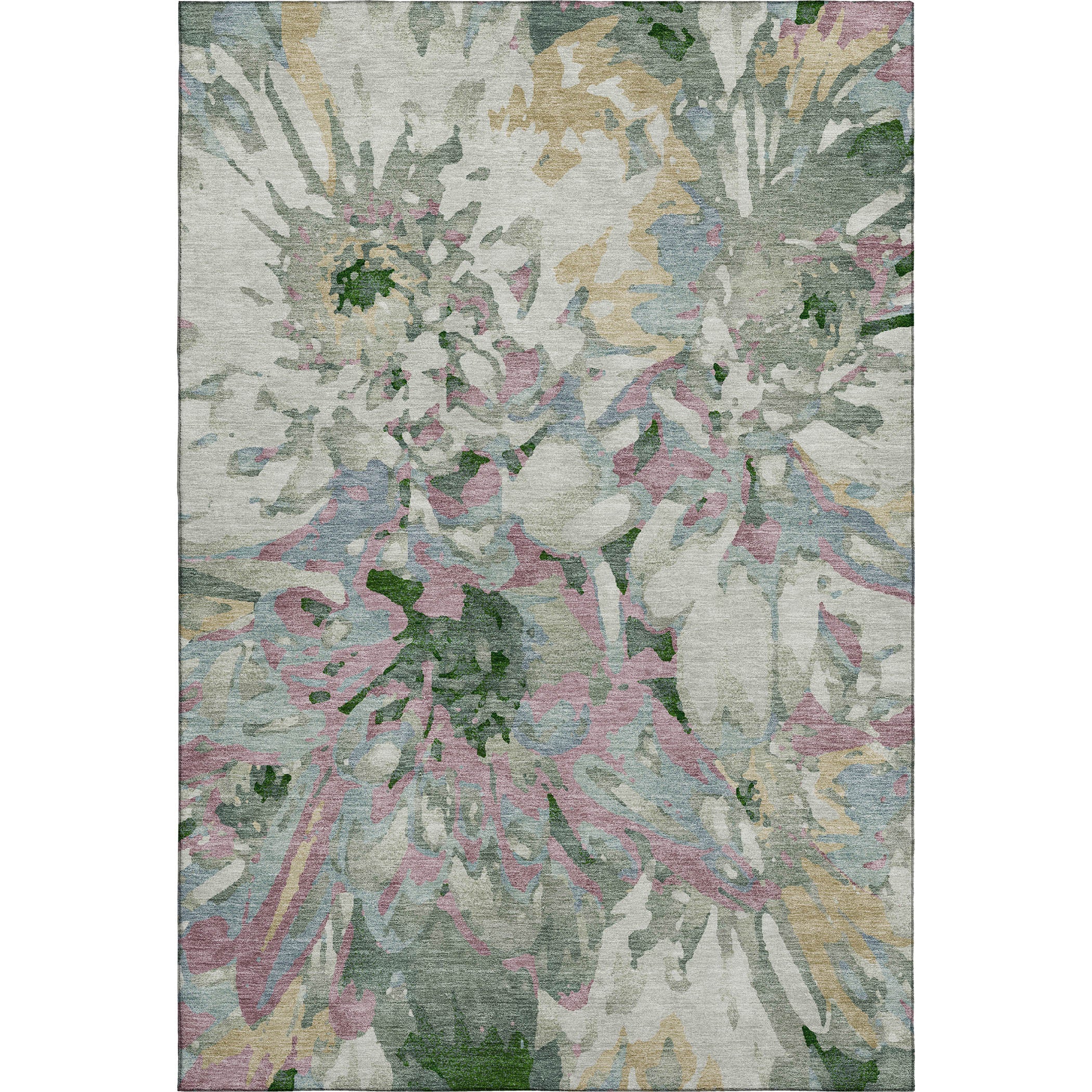 Lima Machine Washable Transitional Sage Green Rug 3' x 5' #shape_Rectangle