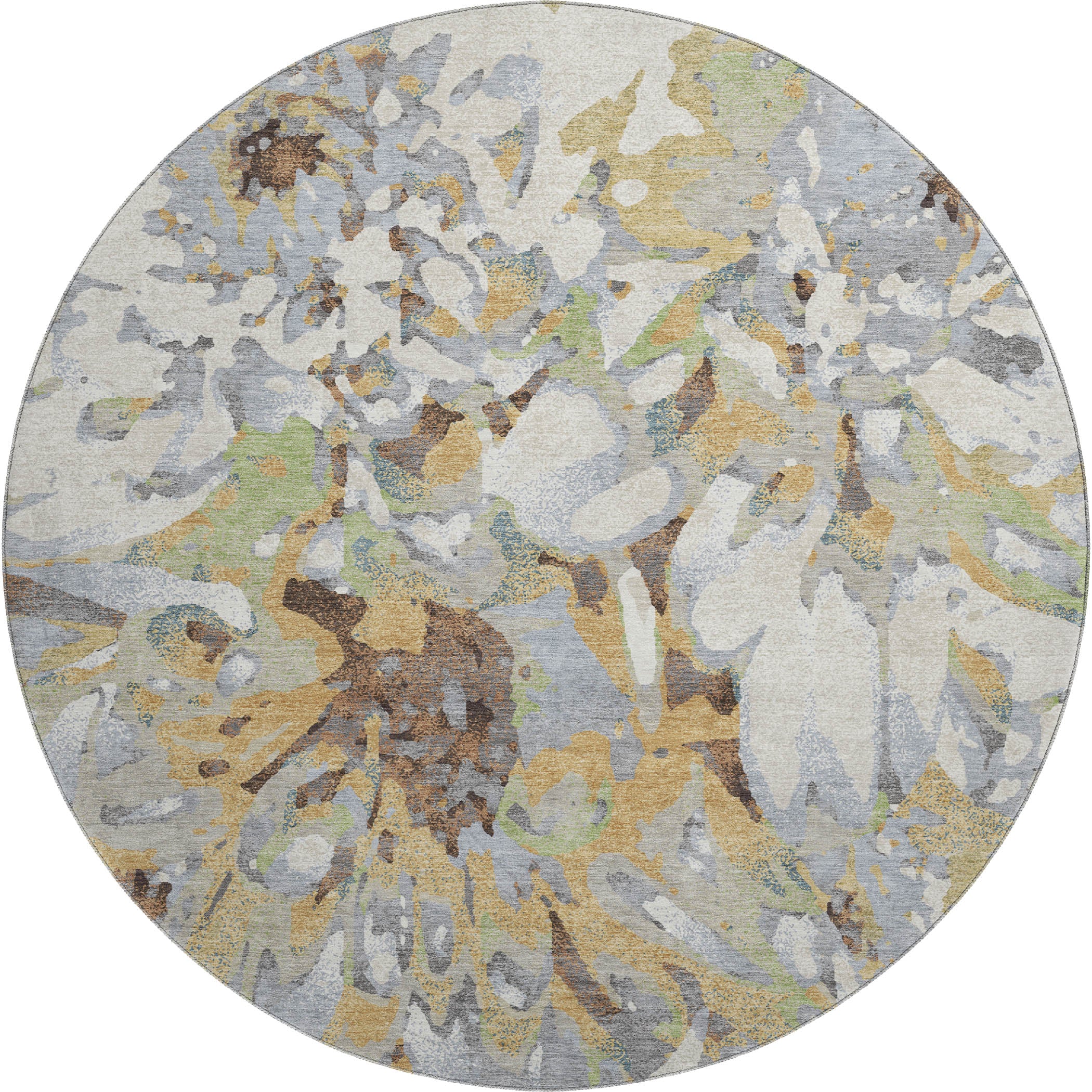 Lima Machine Washable Transitional Wheat Gold Rug 8' x 8' #shape_Round