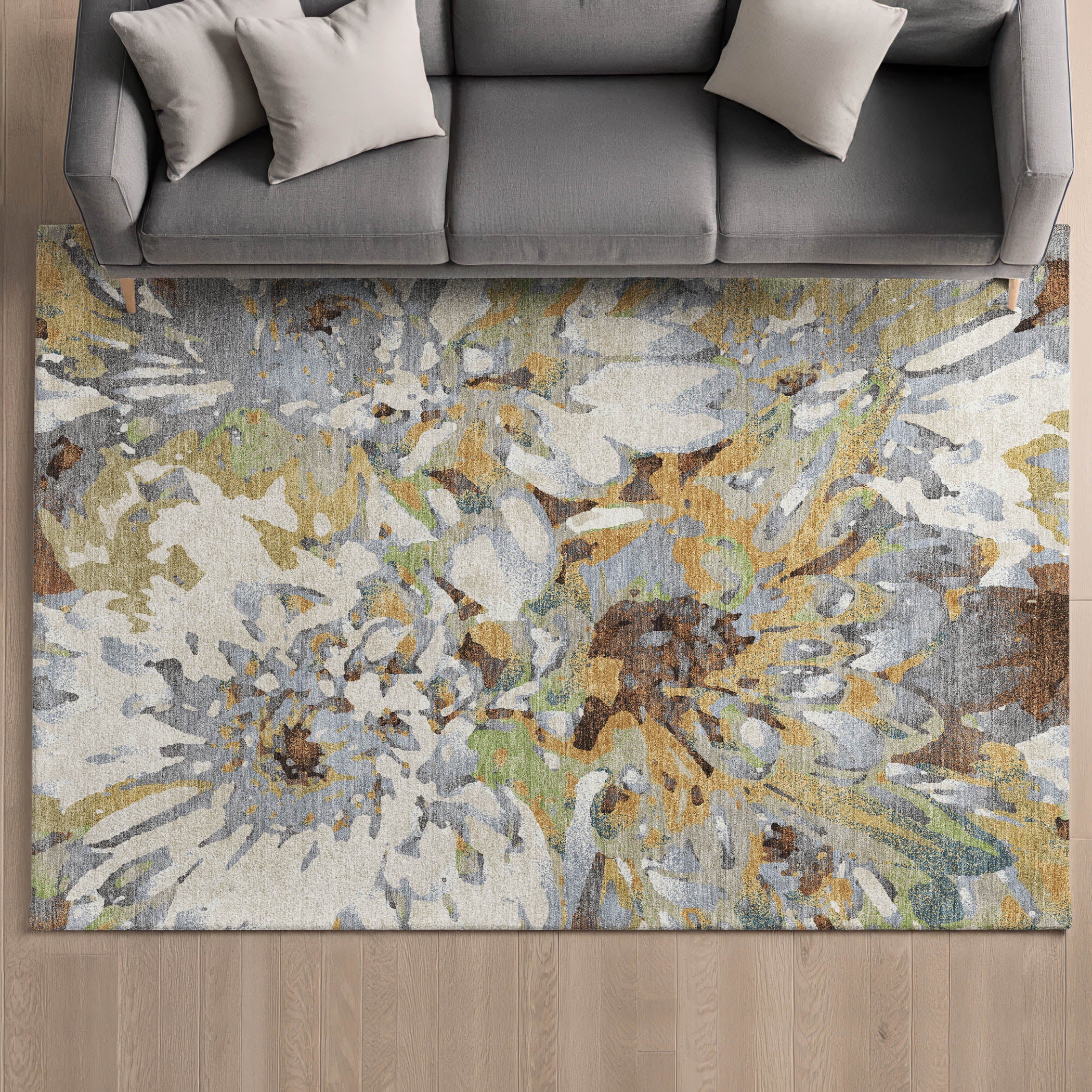 Lima Machine Washable Transitional Wheat Gold Rug 3' x 5' #shape_Rectangle