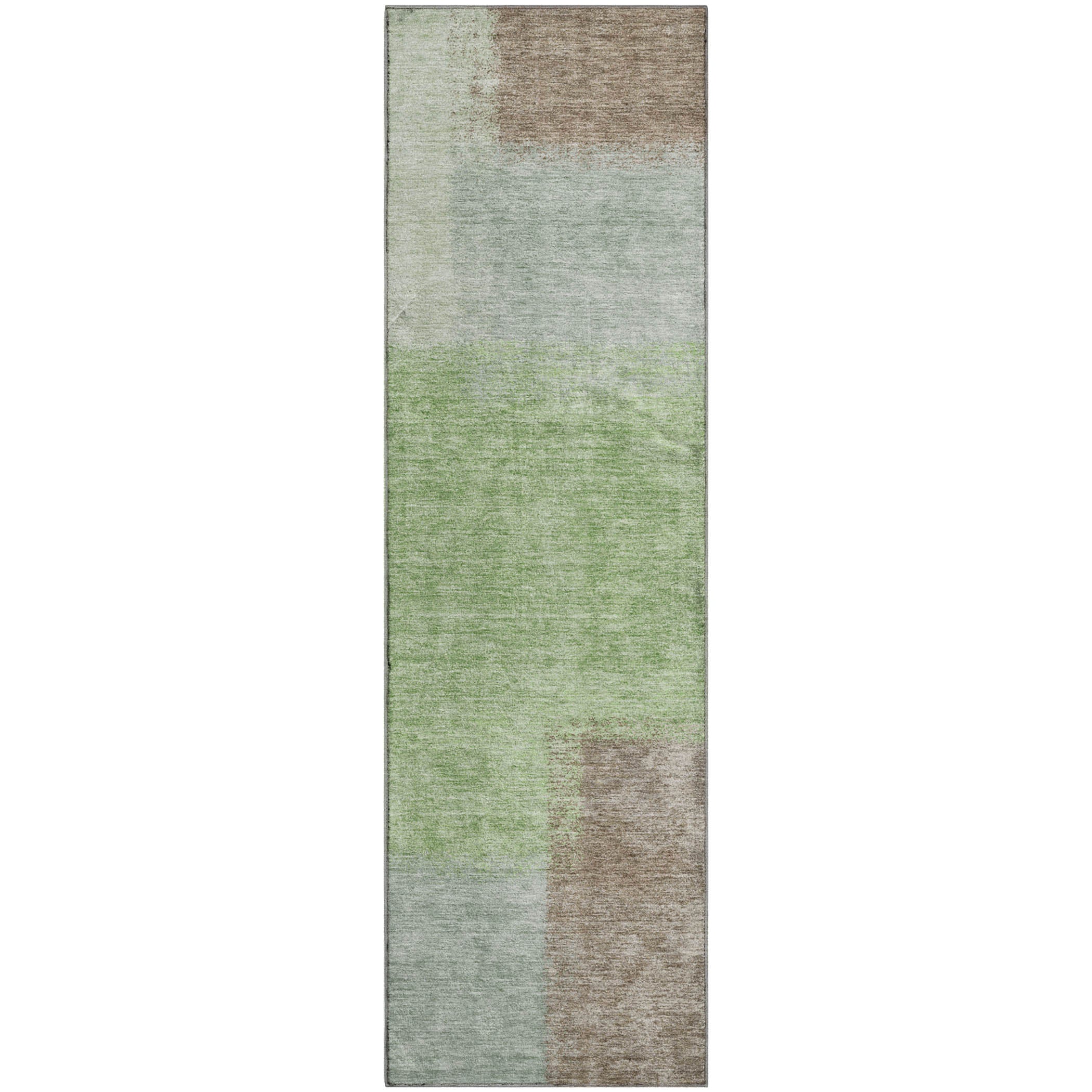 Prague Machine Washable Contemporary Aloe Green Rug 2'3" x 7'6" #shape_Runner