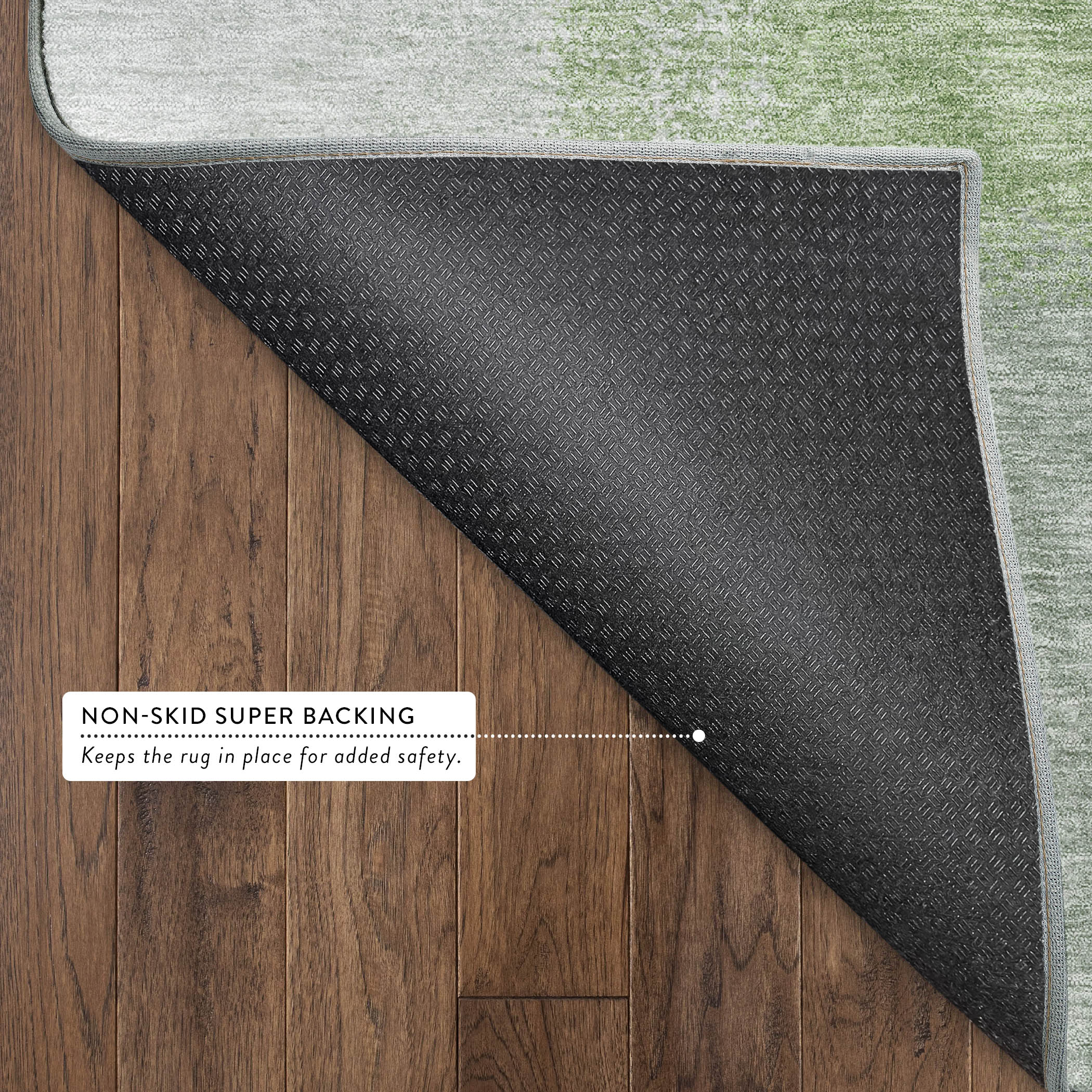 Prague Machine Washable Contemporary Aloe Green Rug 1'8" x 2'6" #shape_Rectangle
