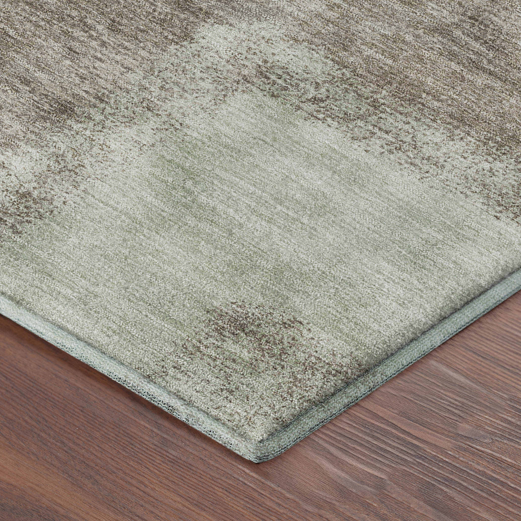 Prague Machine Washable Contemporary Aloe Green Rug 1'8" x 2'6" #shape_Rectangle