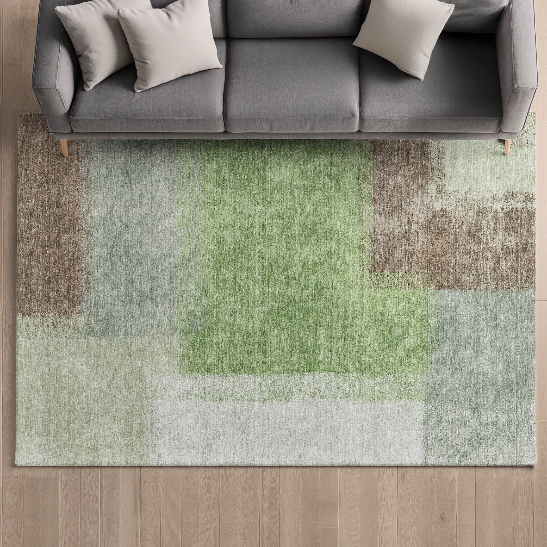 Prague Machine Washable Contemporary Aloe Green Rug 3' x 5' #shape_Rectangle